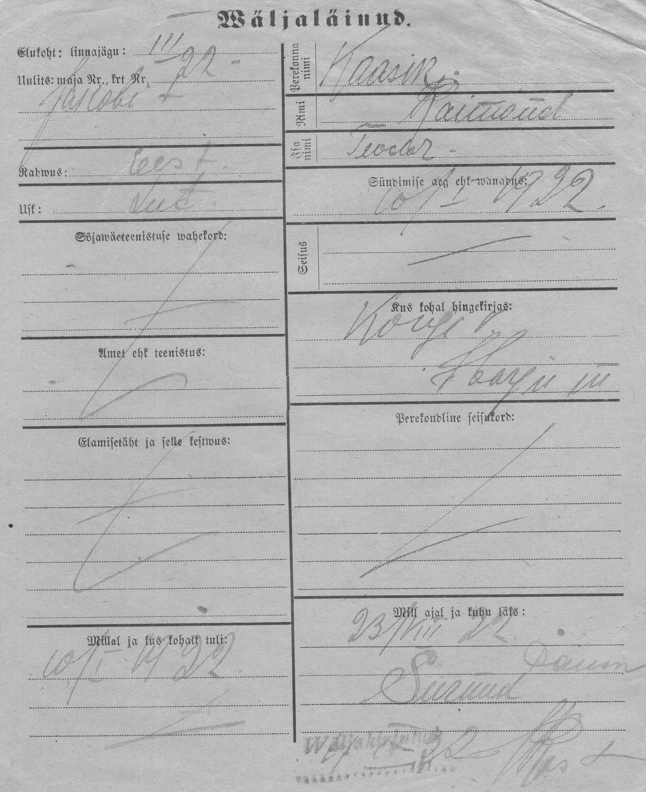 Kaasik, Raimond, Teodor