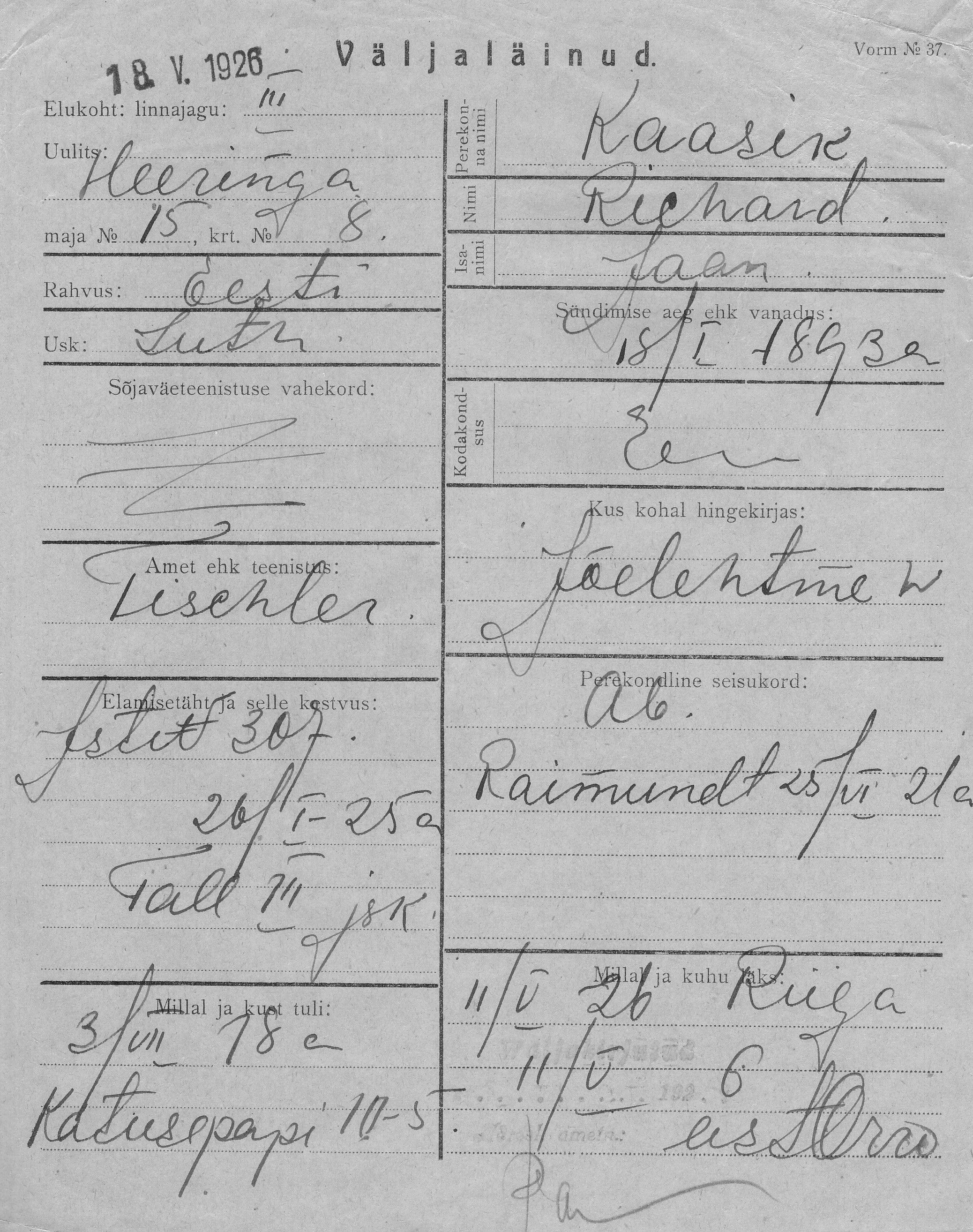 Kaasik, Richard, Jaan