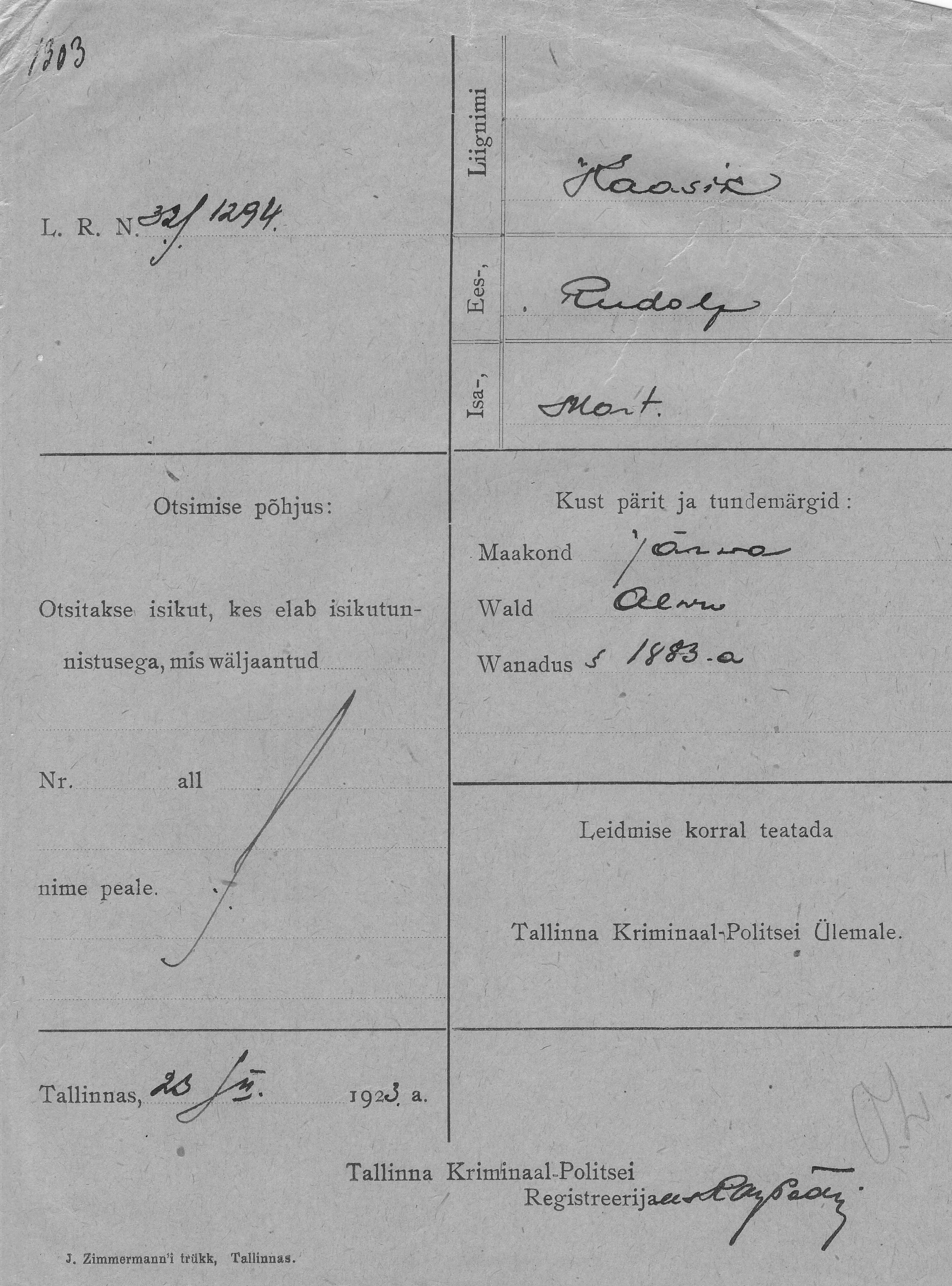 Kaasik, Rudolf, Mart