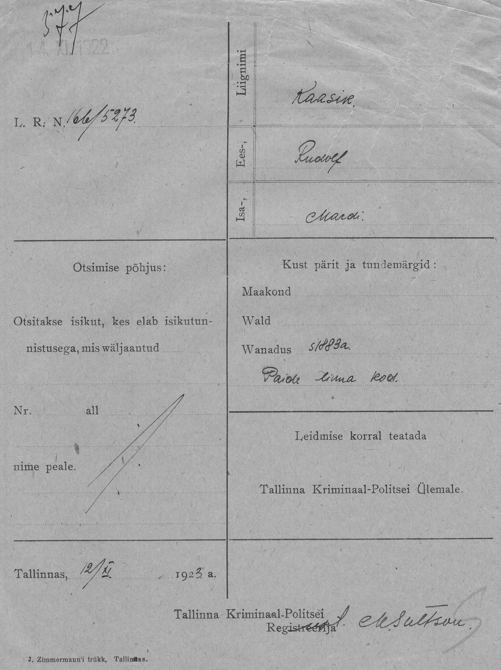 Kaasik, Rudolf, Mart