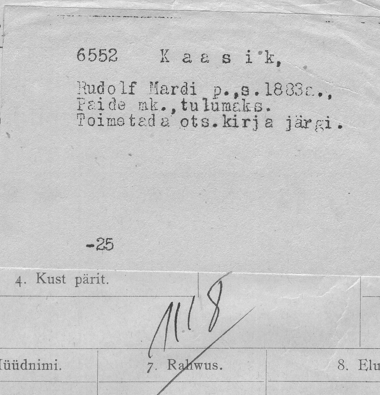 Kaasik, Rudolf, Mart