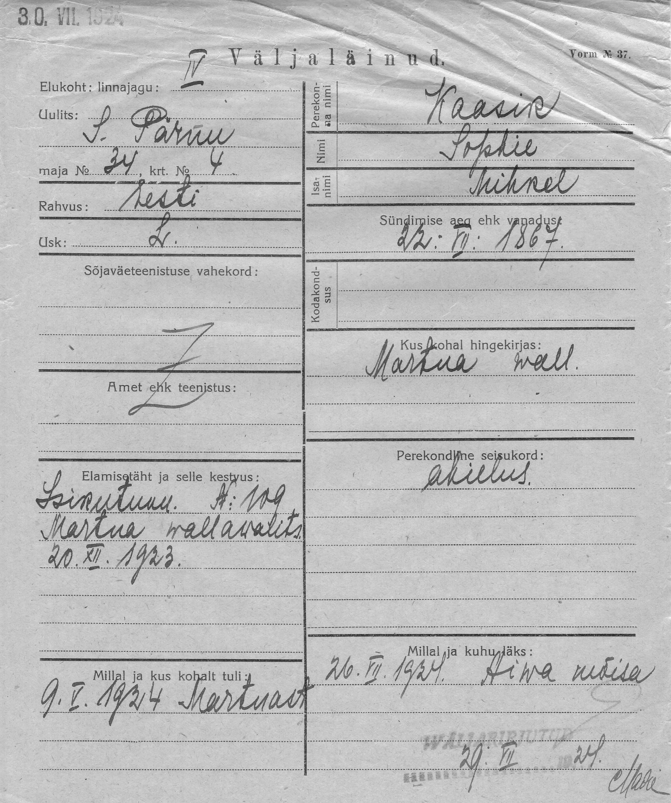 Kaasik, Sophie, Mihkel