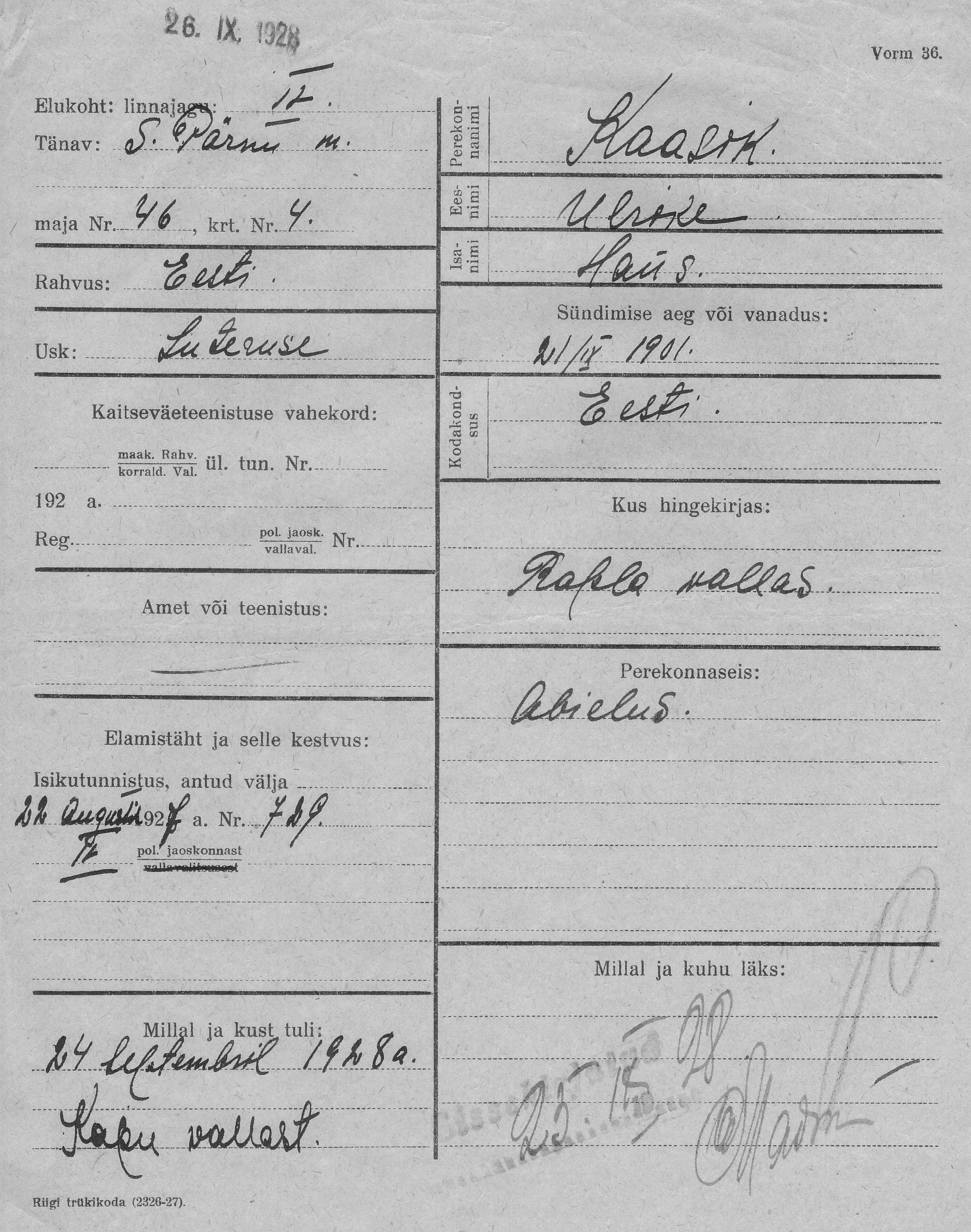 Kaasik, Ulrike, Hans