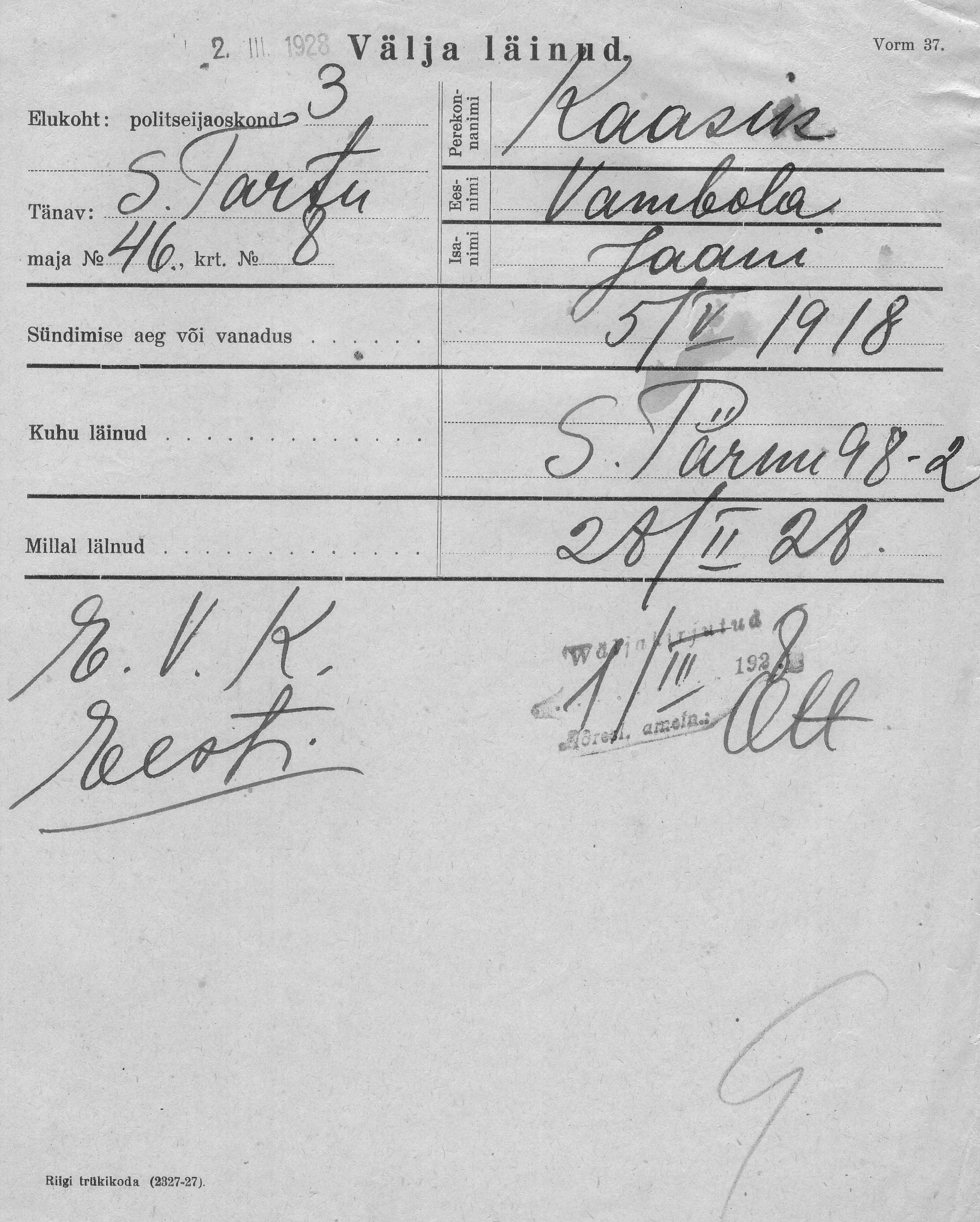 Kaasik, Vambola, Jaan