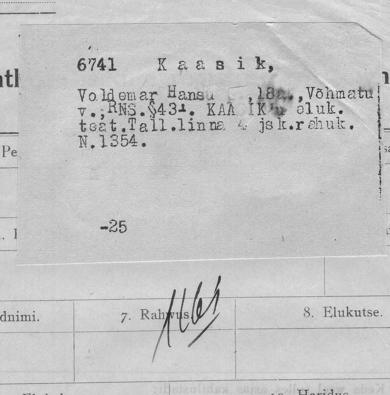 Kaasik, Voldemar, Hans