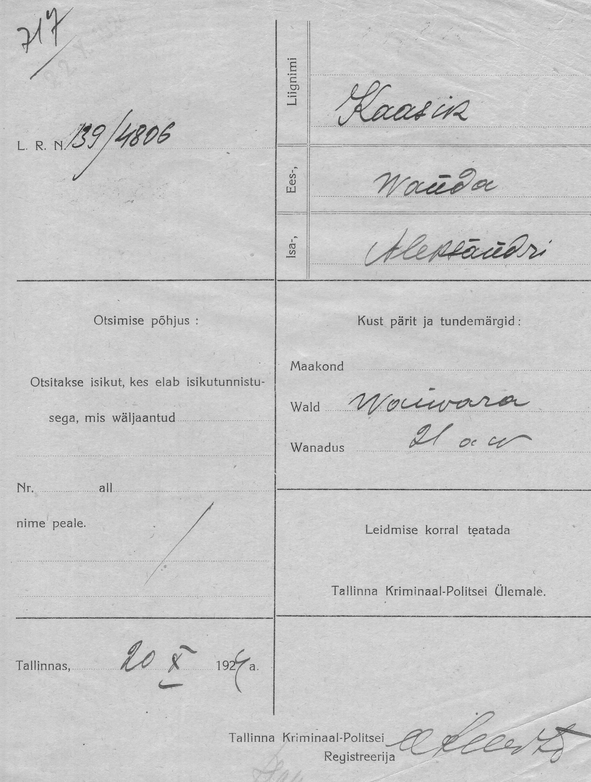 Kaasik, Wanda, Aleksander