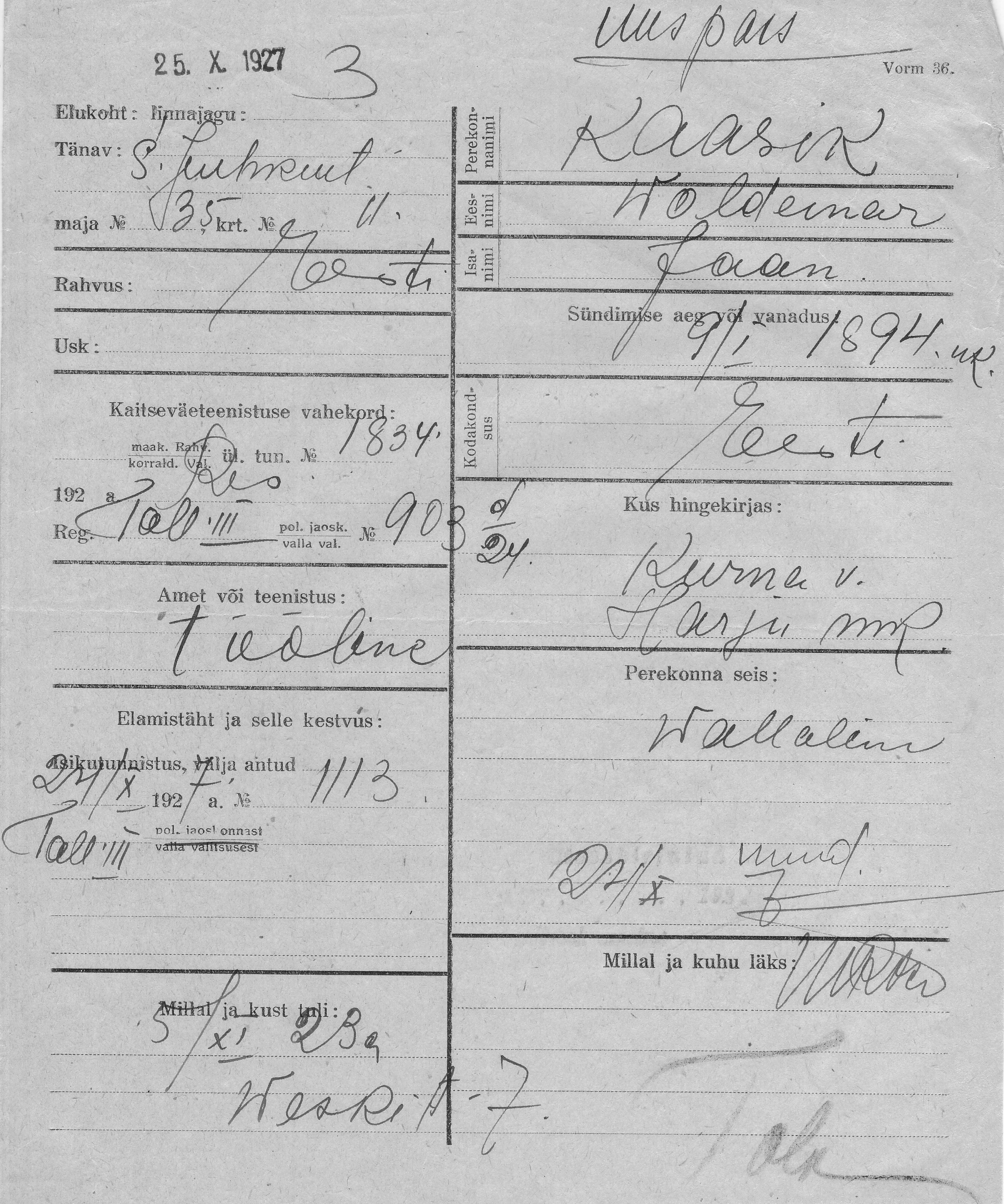 Kaasik, Woldemar, Jaan