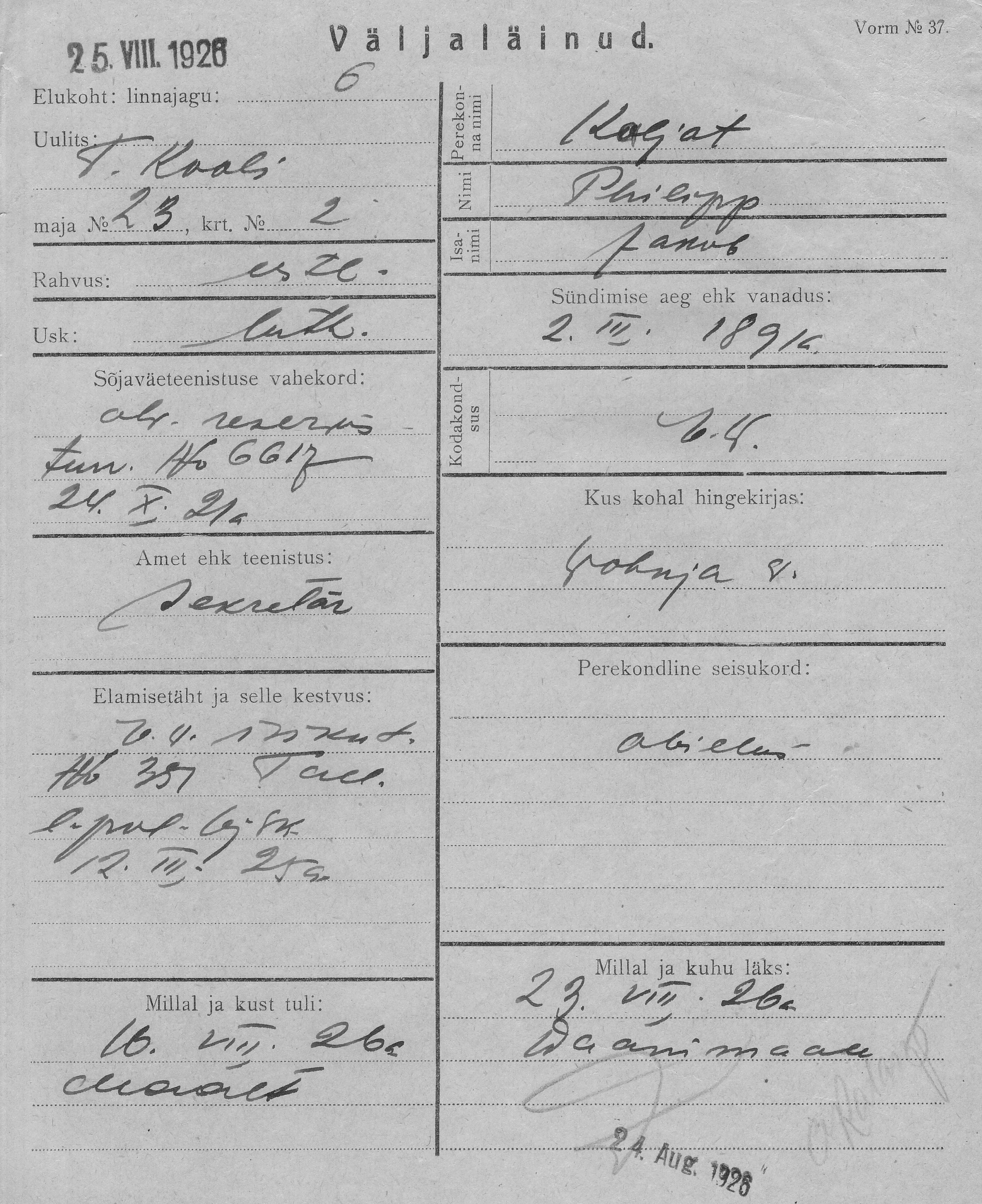 Kaljot, Philipp, Jakob