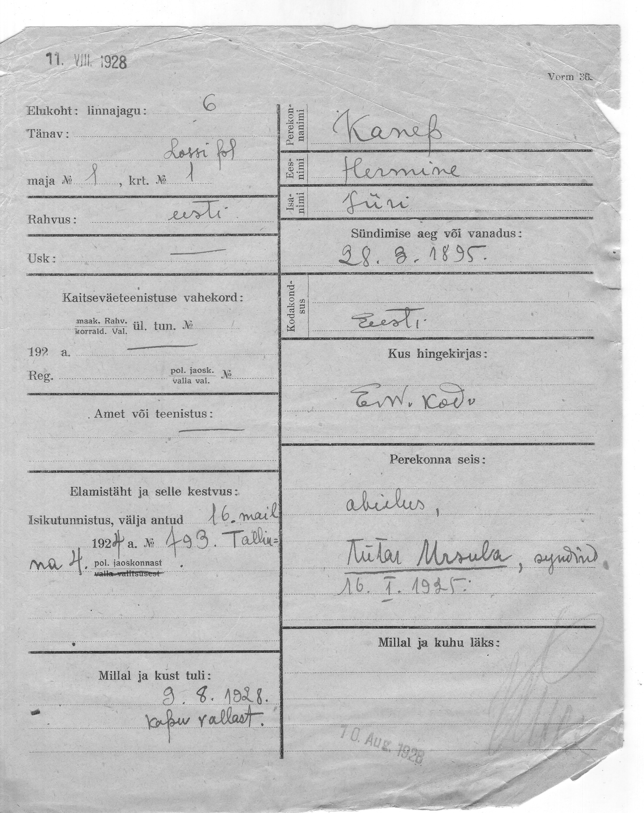 Kanep, Hermine, Jüri