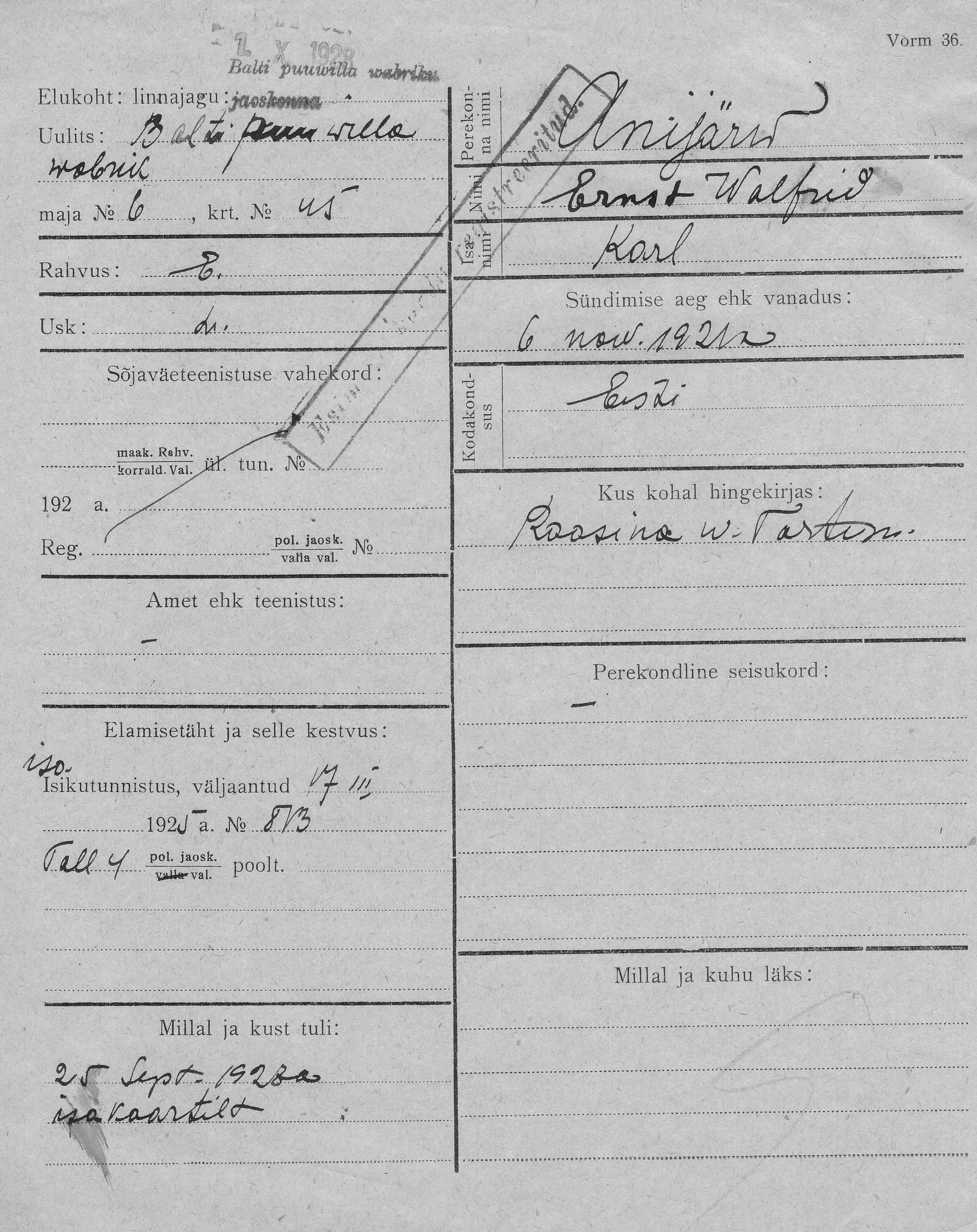 Anijärw, Ernst wolfrid, Karl