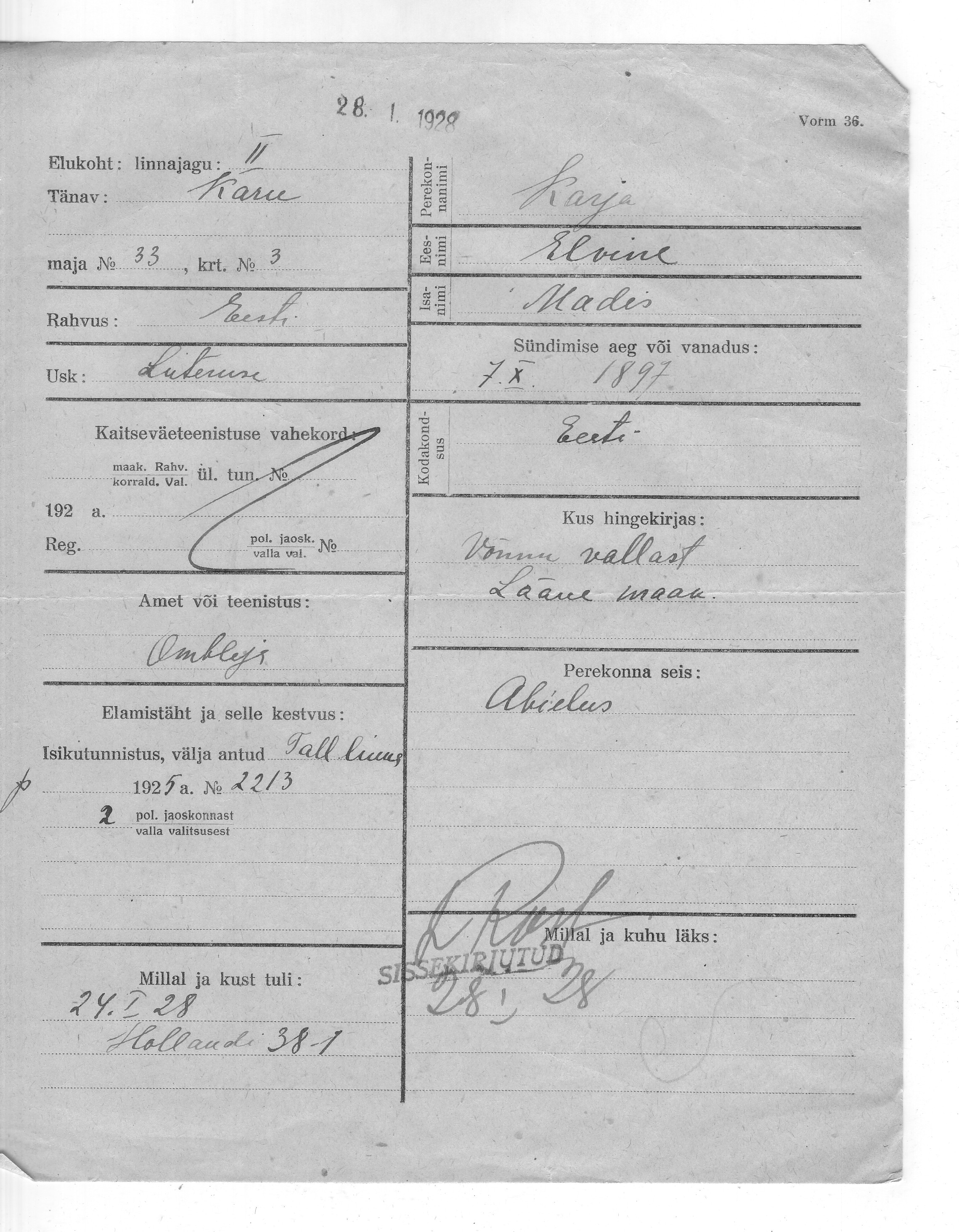 Karja, Elvine, Madis