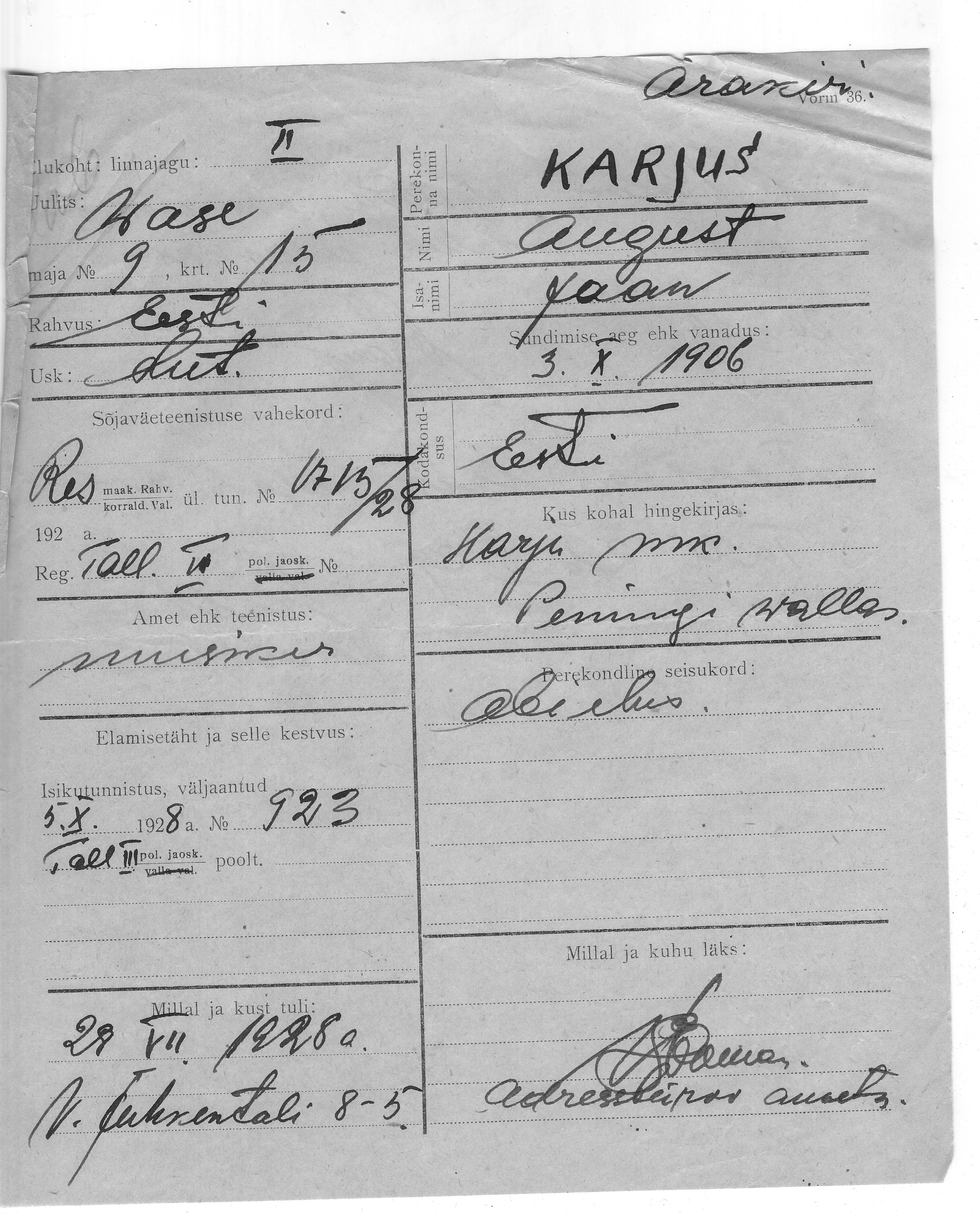 Karjus, August, Jaan