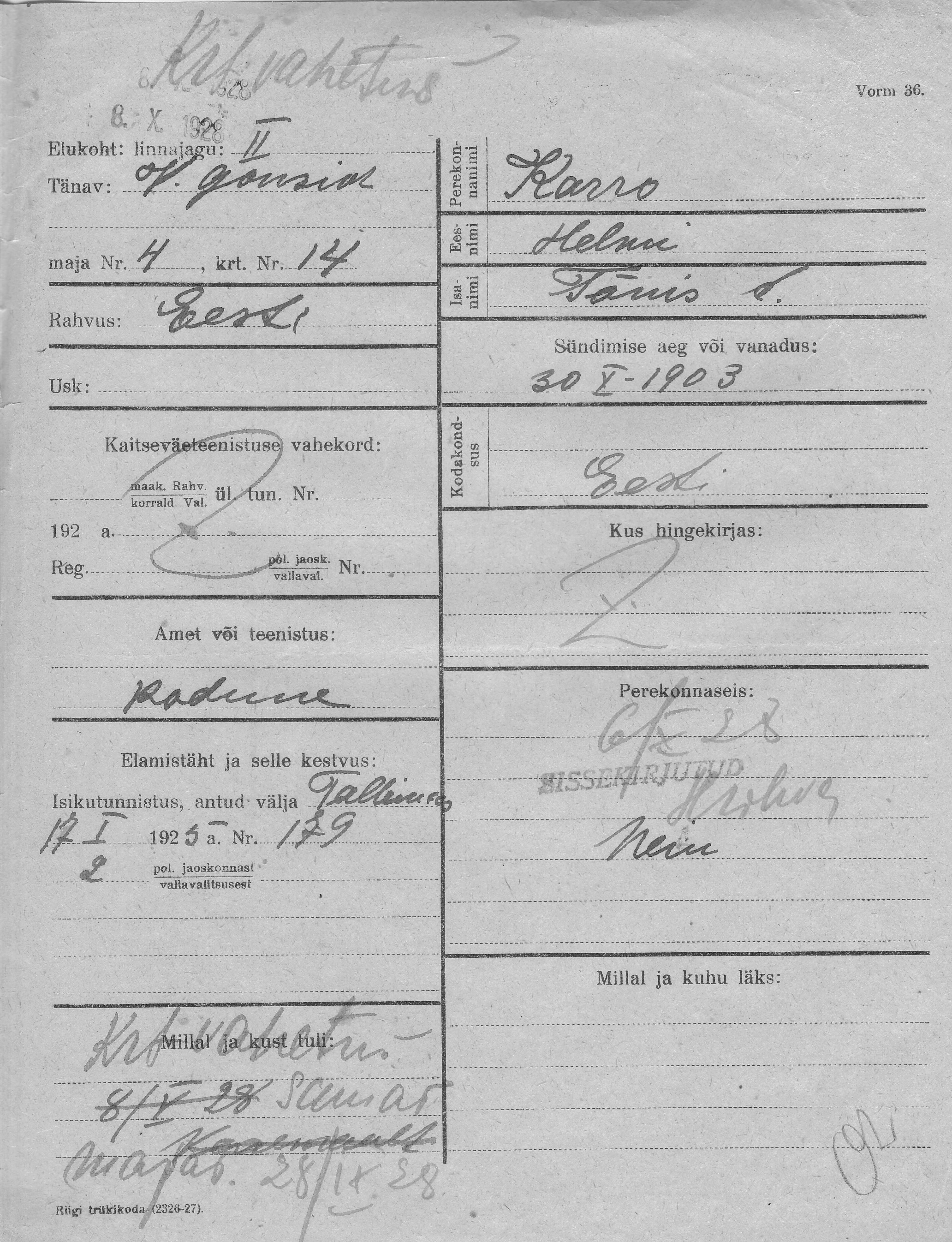 Karro, Helmi, Tõnis