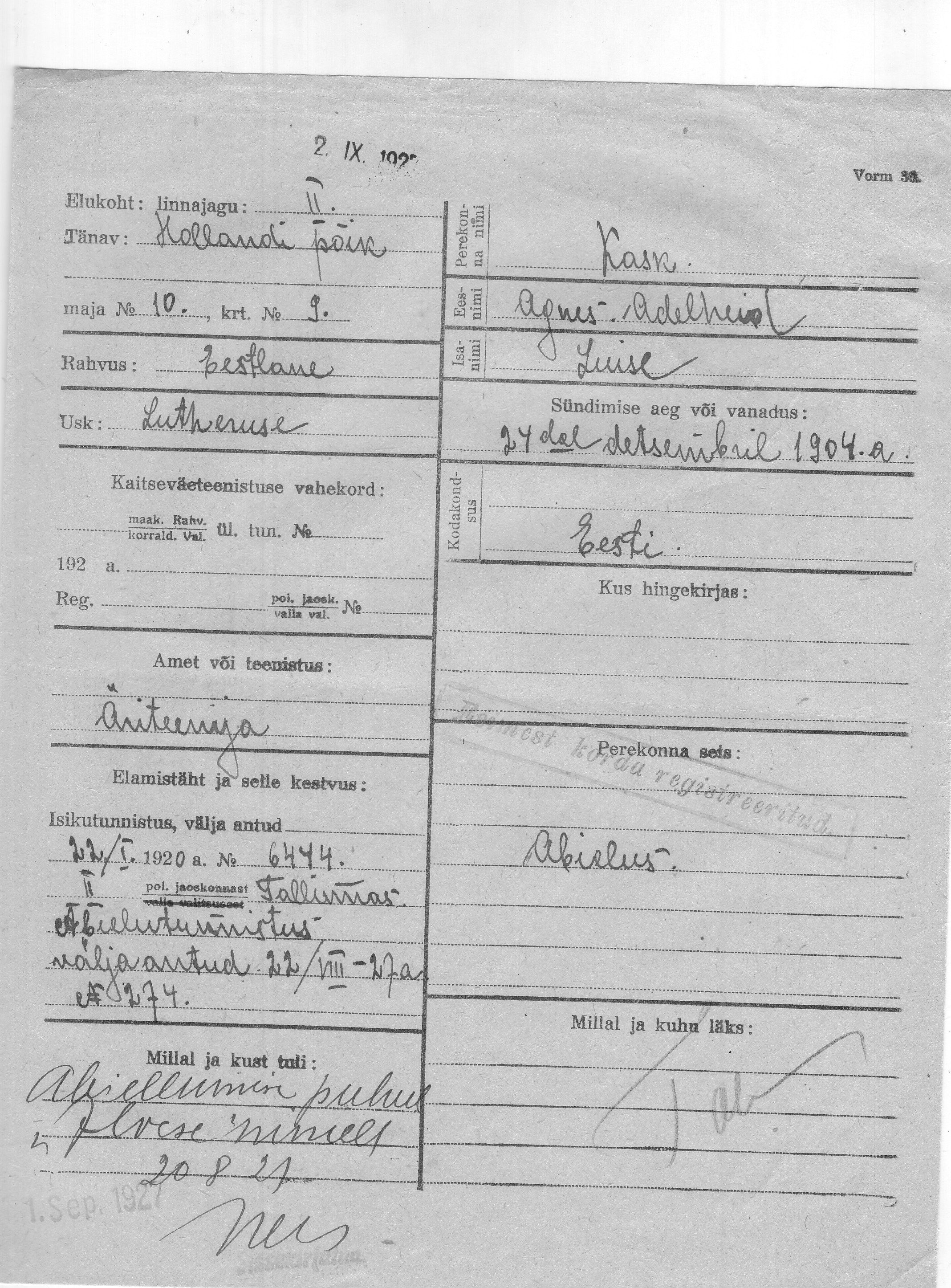 Kask, Agnes, Adelheid