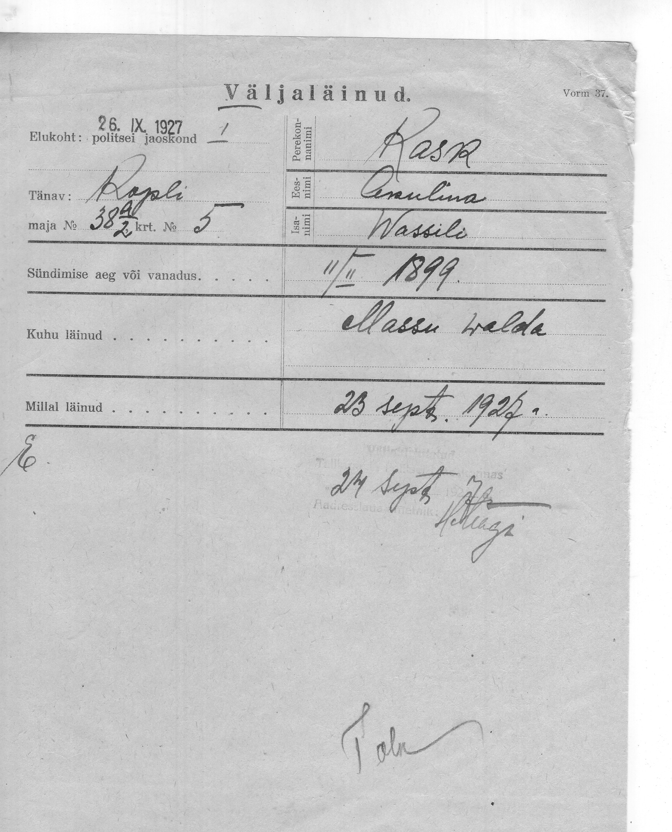 Kask, Akulina, Vassili