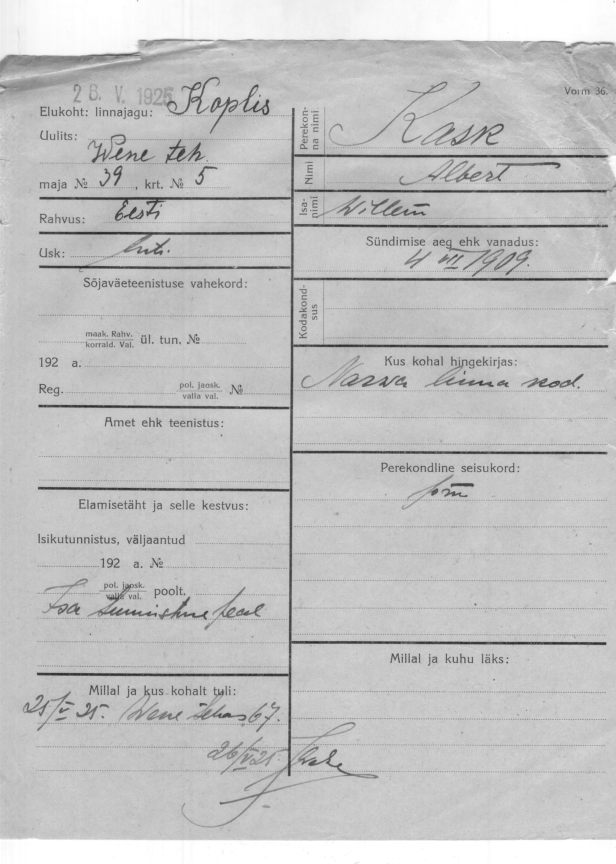 Kask, Albert, Villem