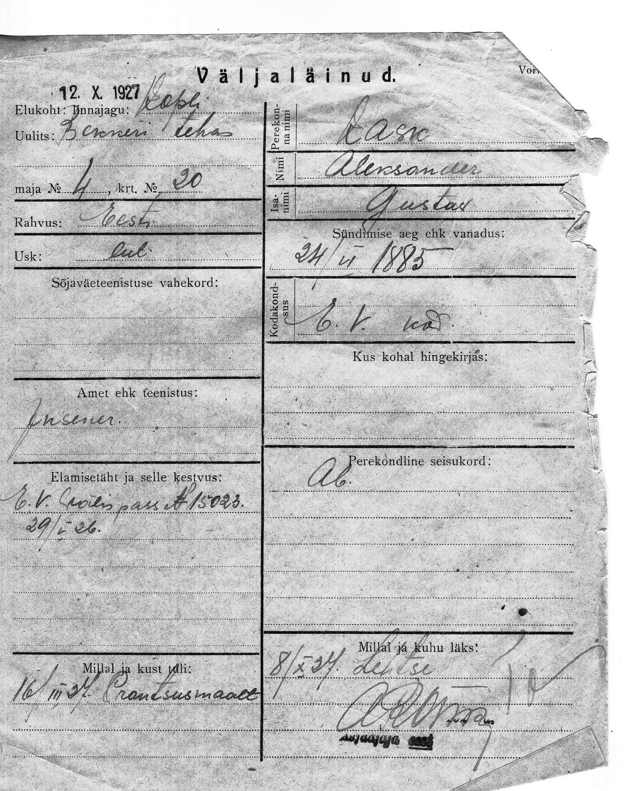 Kask, Aleksander, Gustav