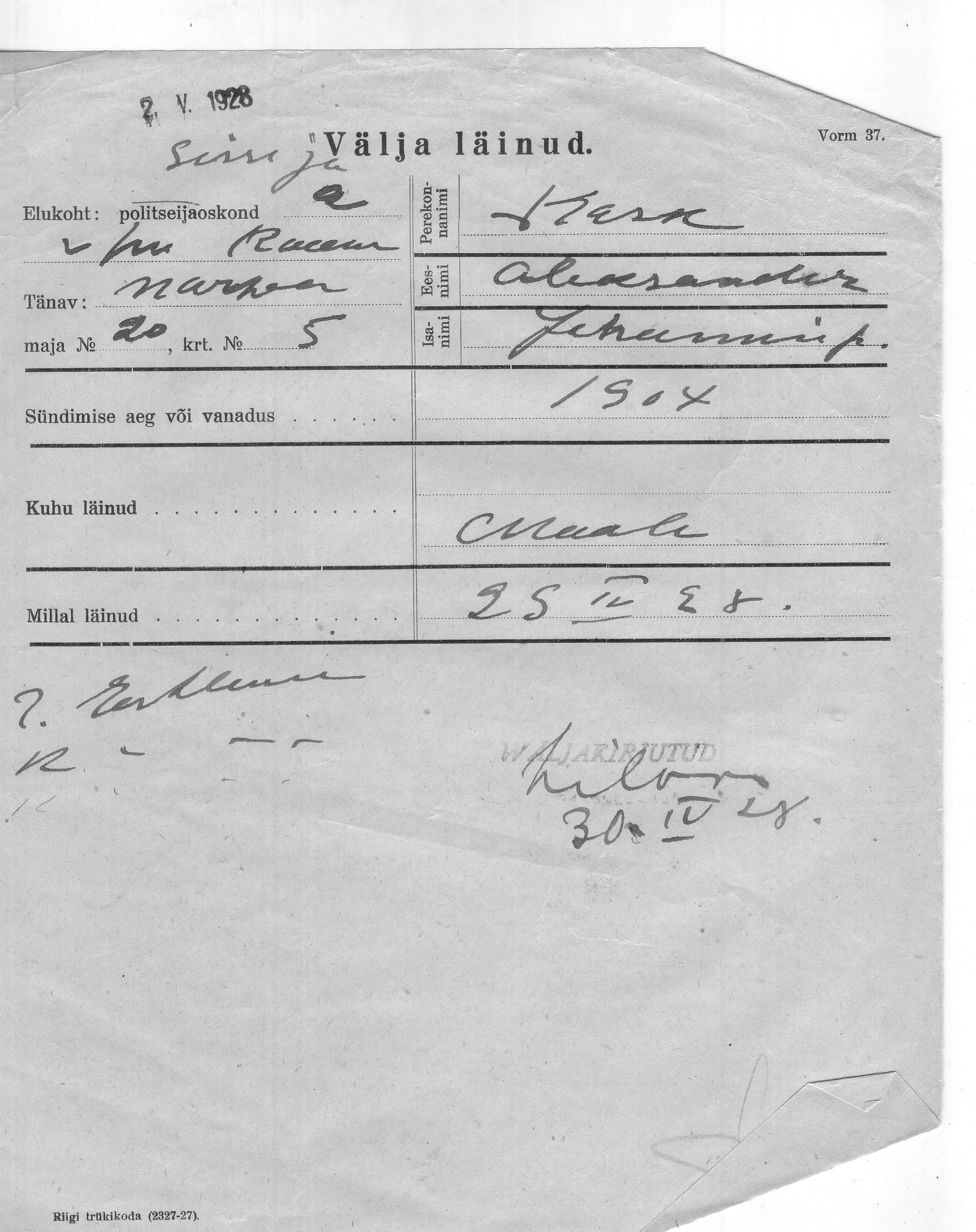 Kask, Aleksander, Jehum