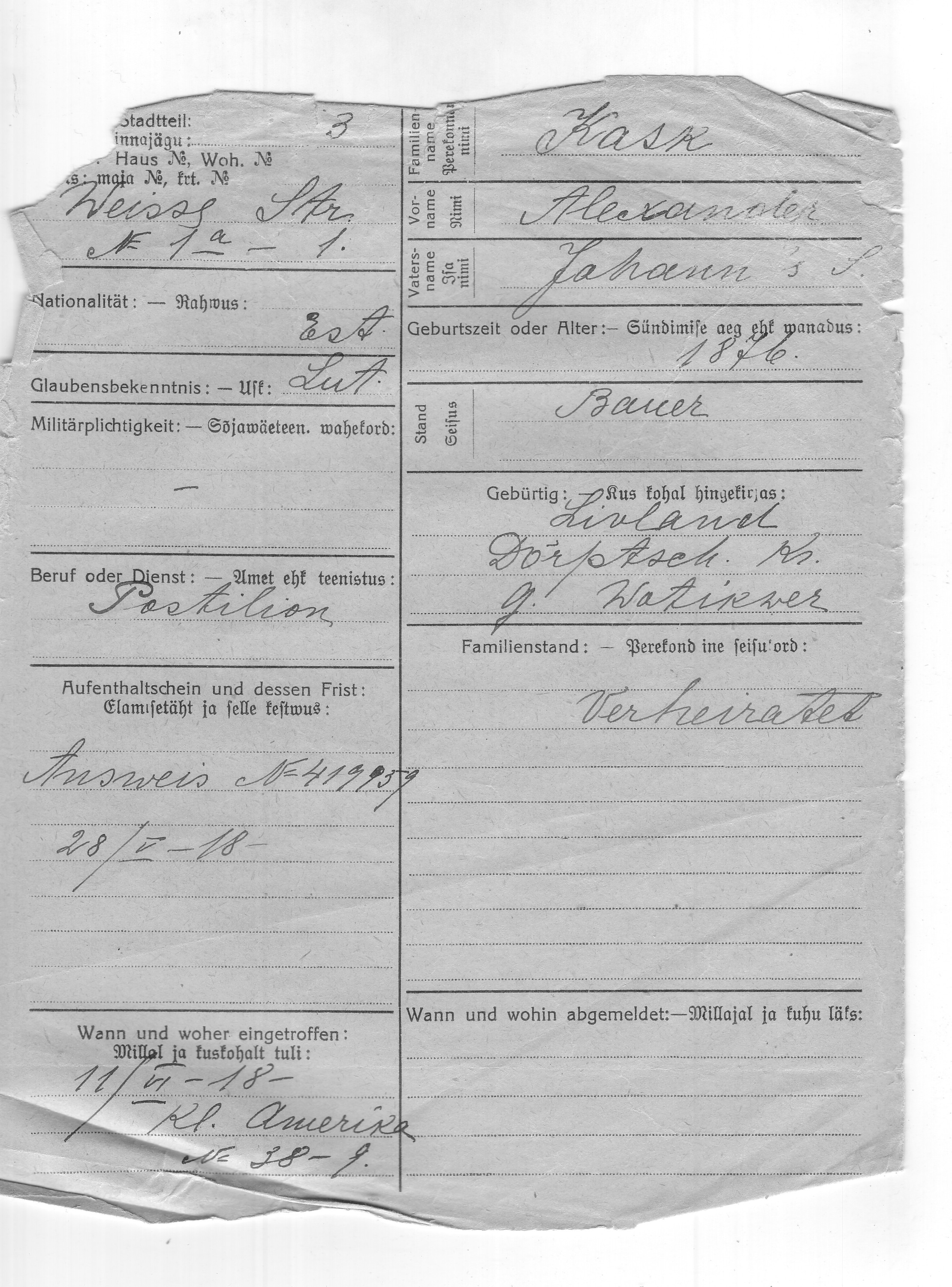 Kask, Aleksander, Johan