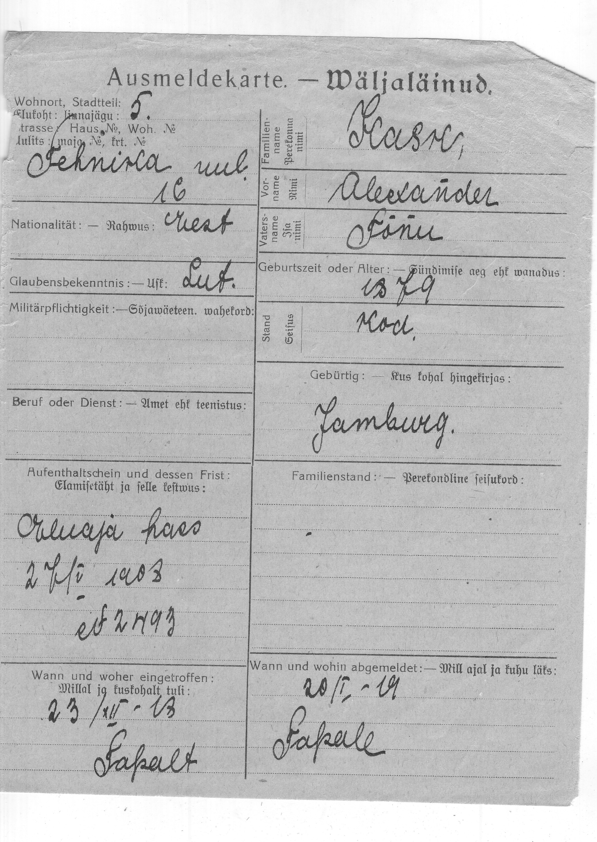 Kask, Aleksander, Tõnu