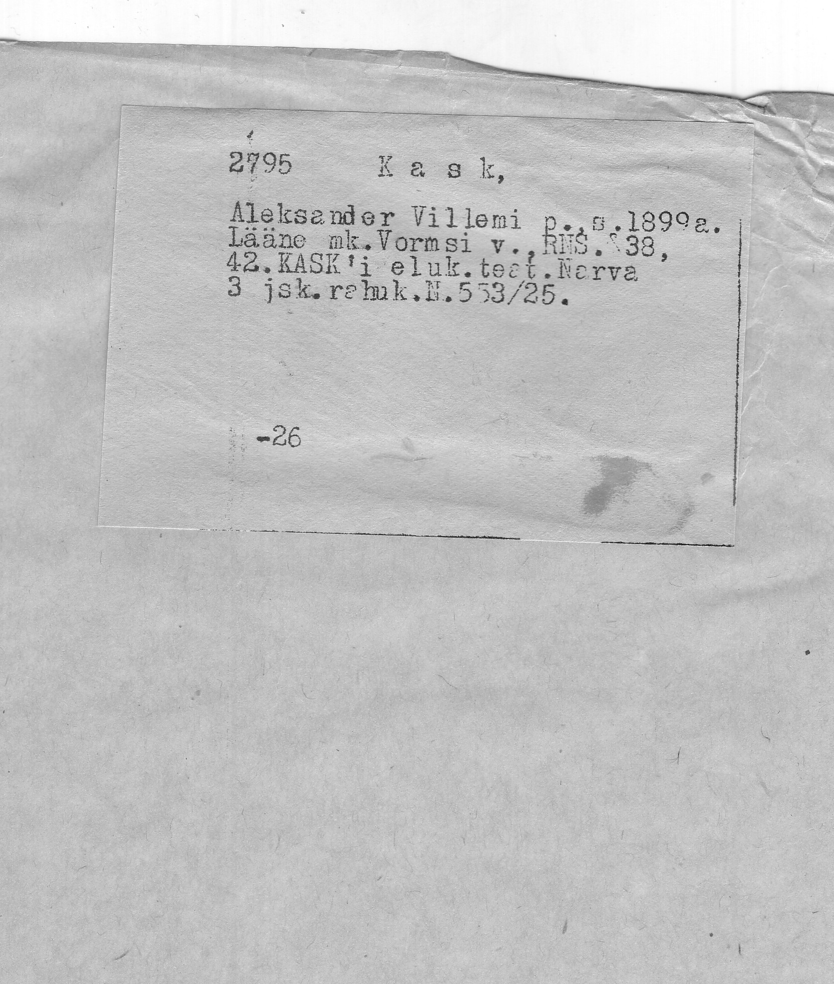 Kask, Aleksander, Villem