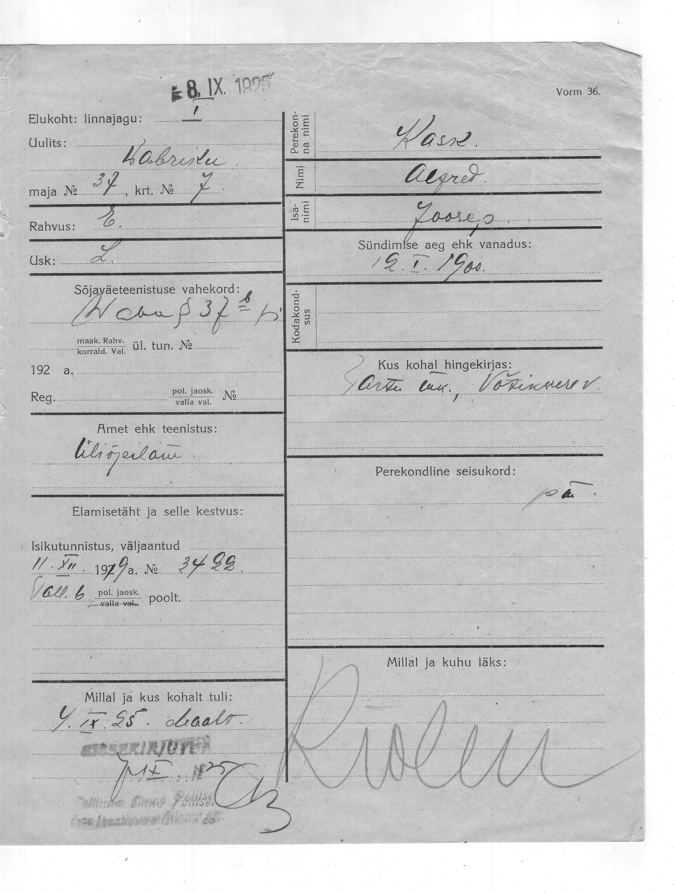 Kask, Alfred, Joosep