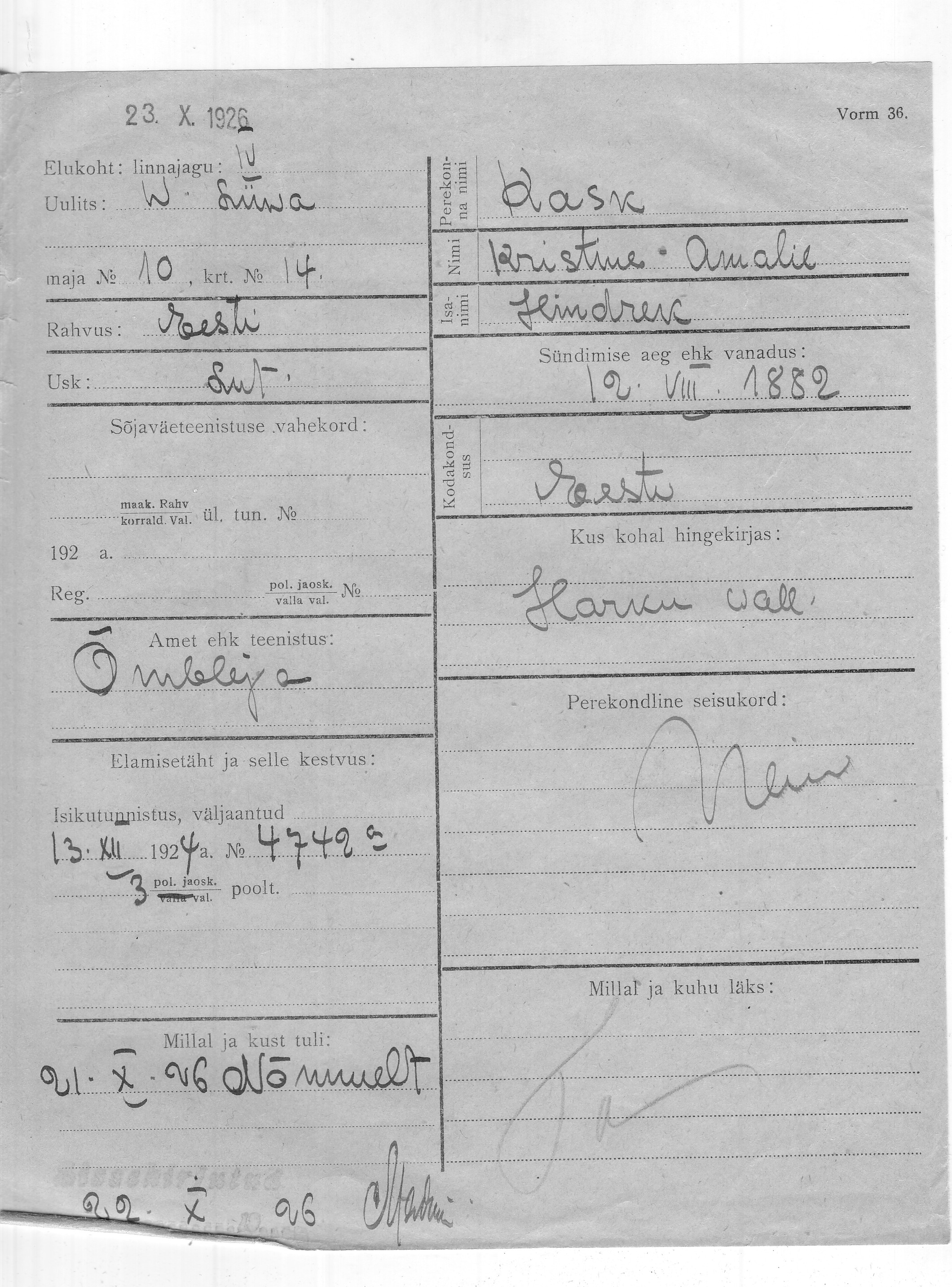 Kask, Amalie, Kristine