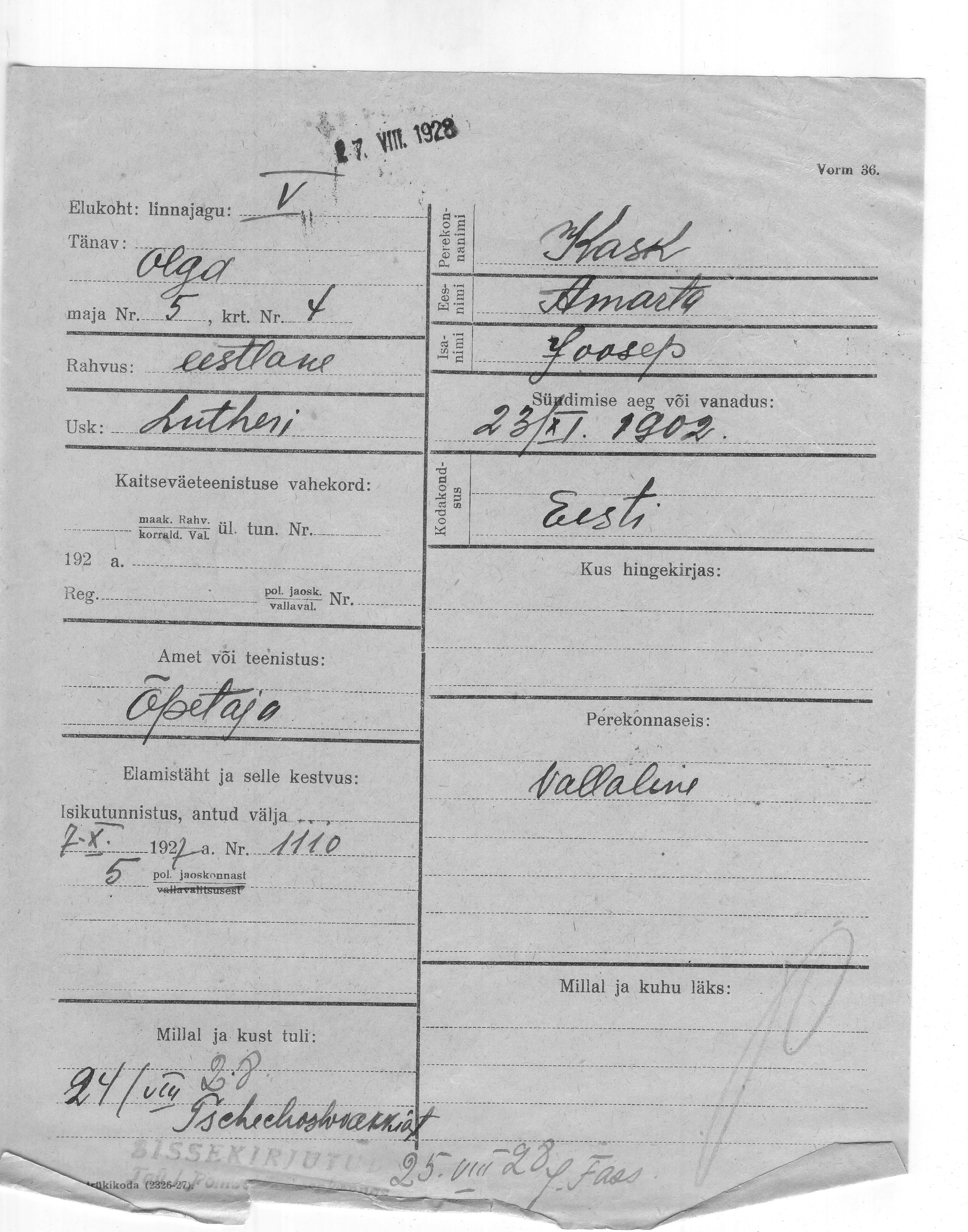 Kask, Amarete, Joosep