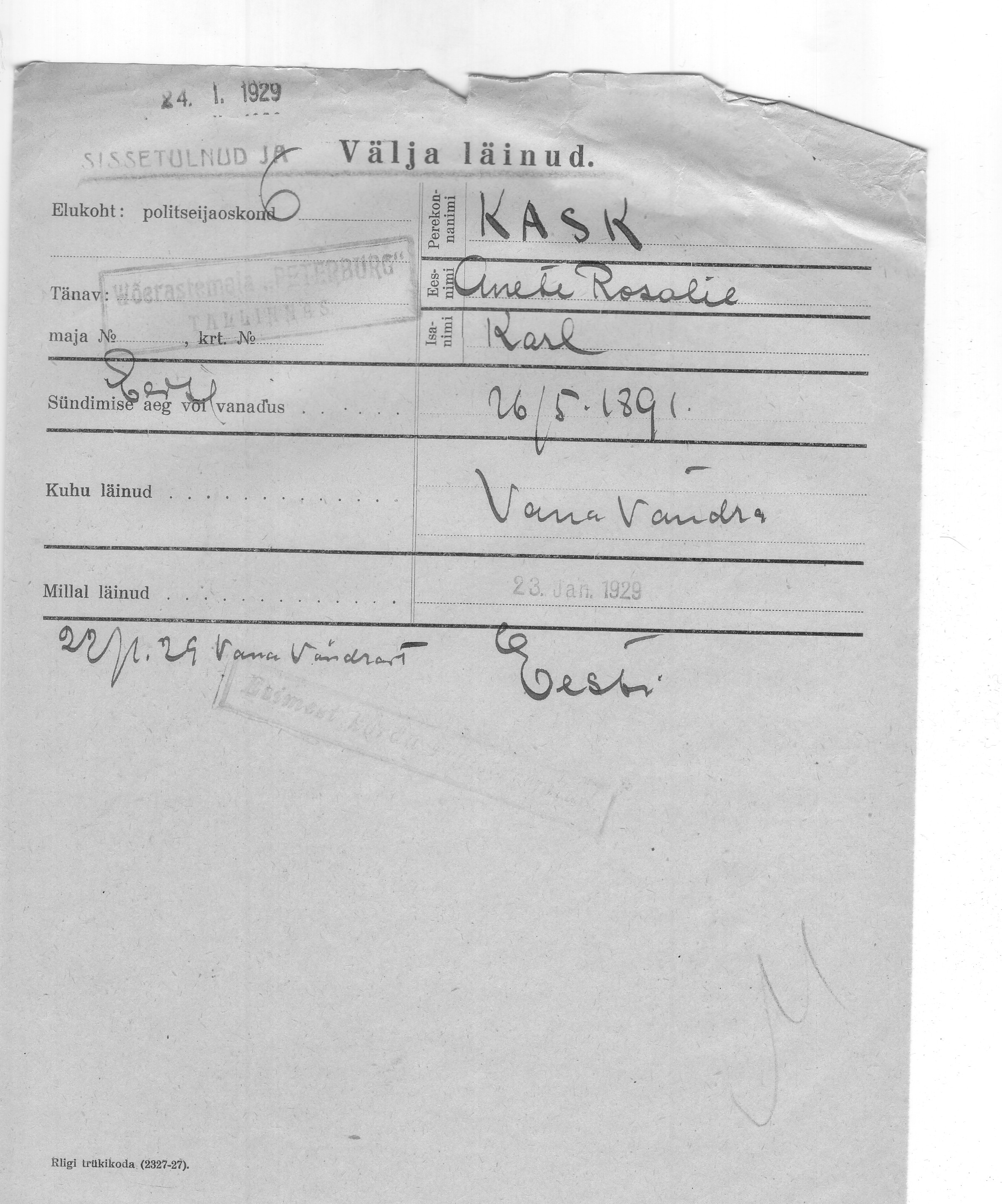 Kask, Anete, Rosalie