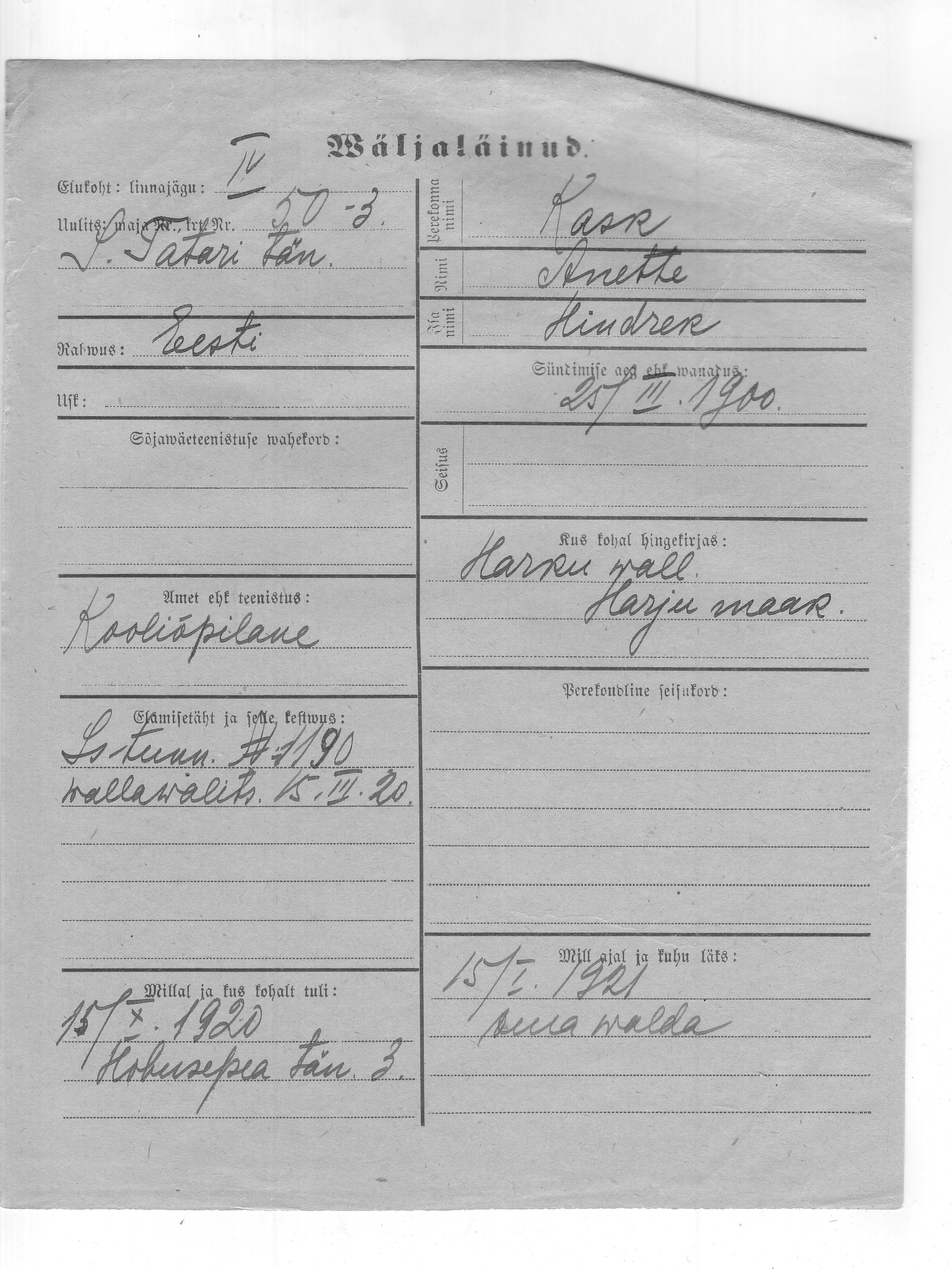 Kask, Anette, Hindrek