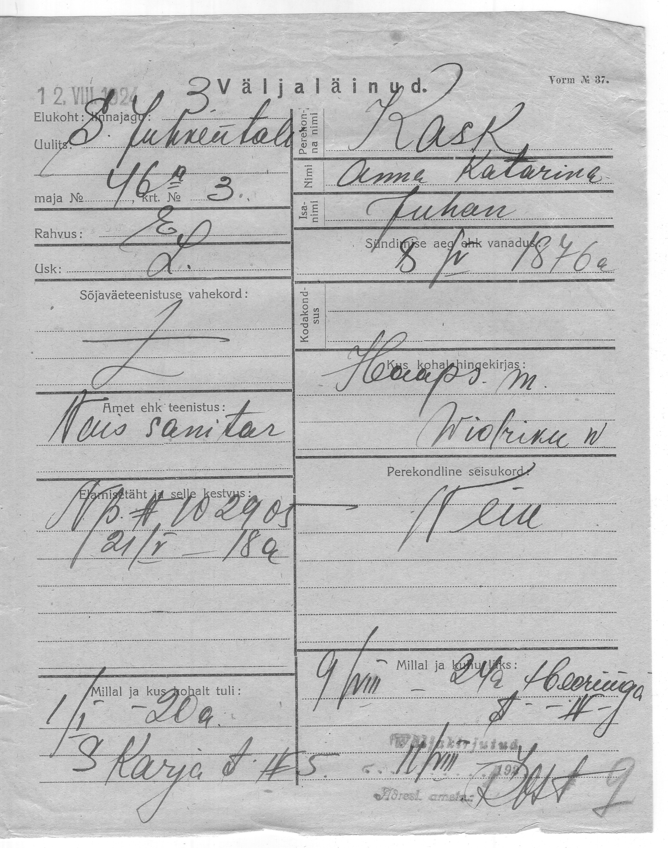 Kask, Anna, Katarina