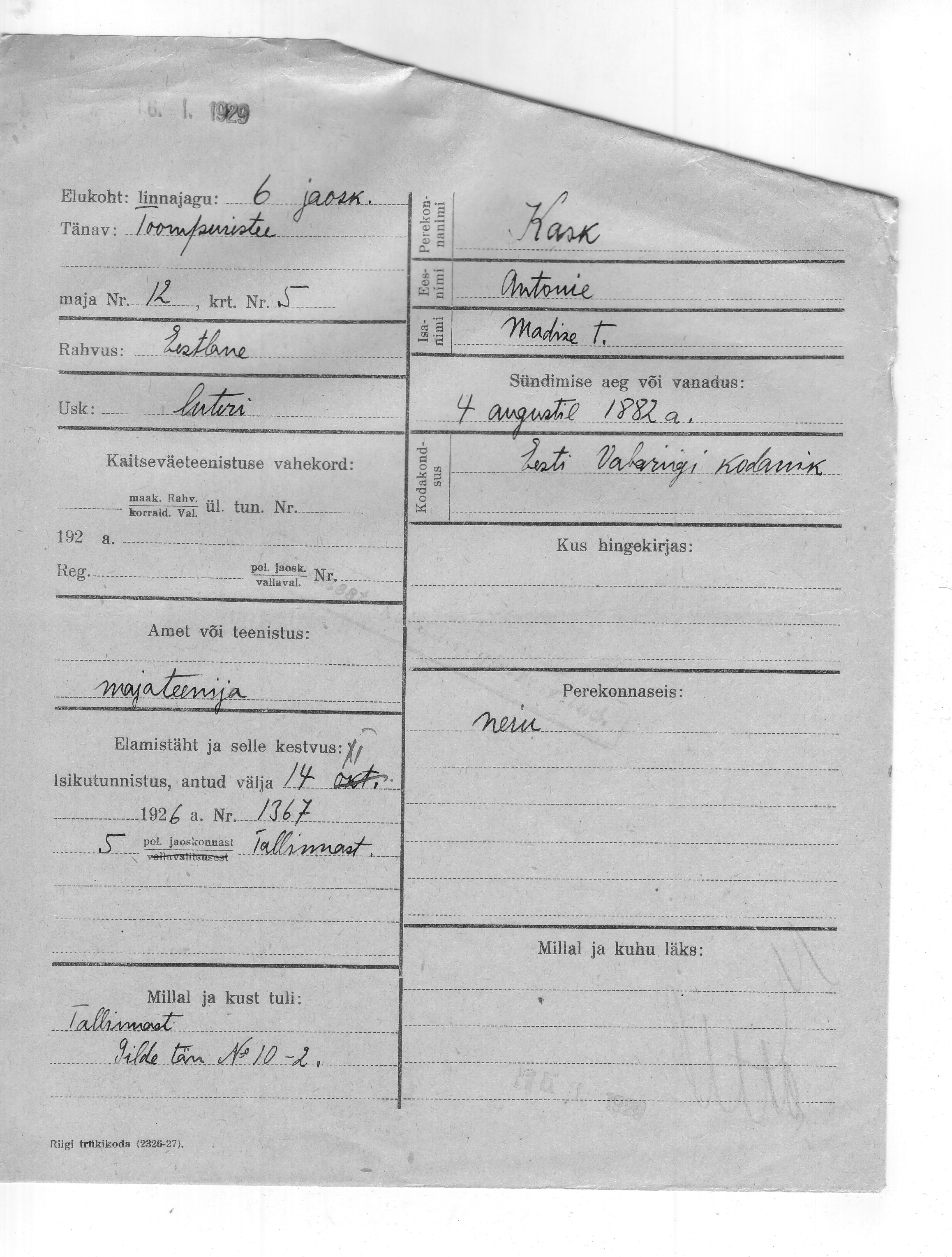 Kask, Antonie, Madis