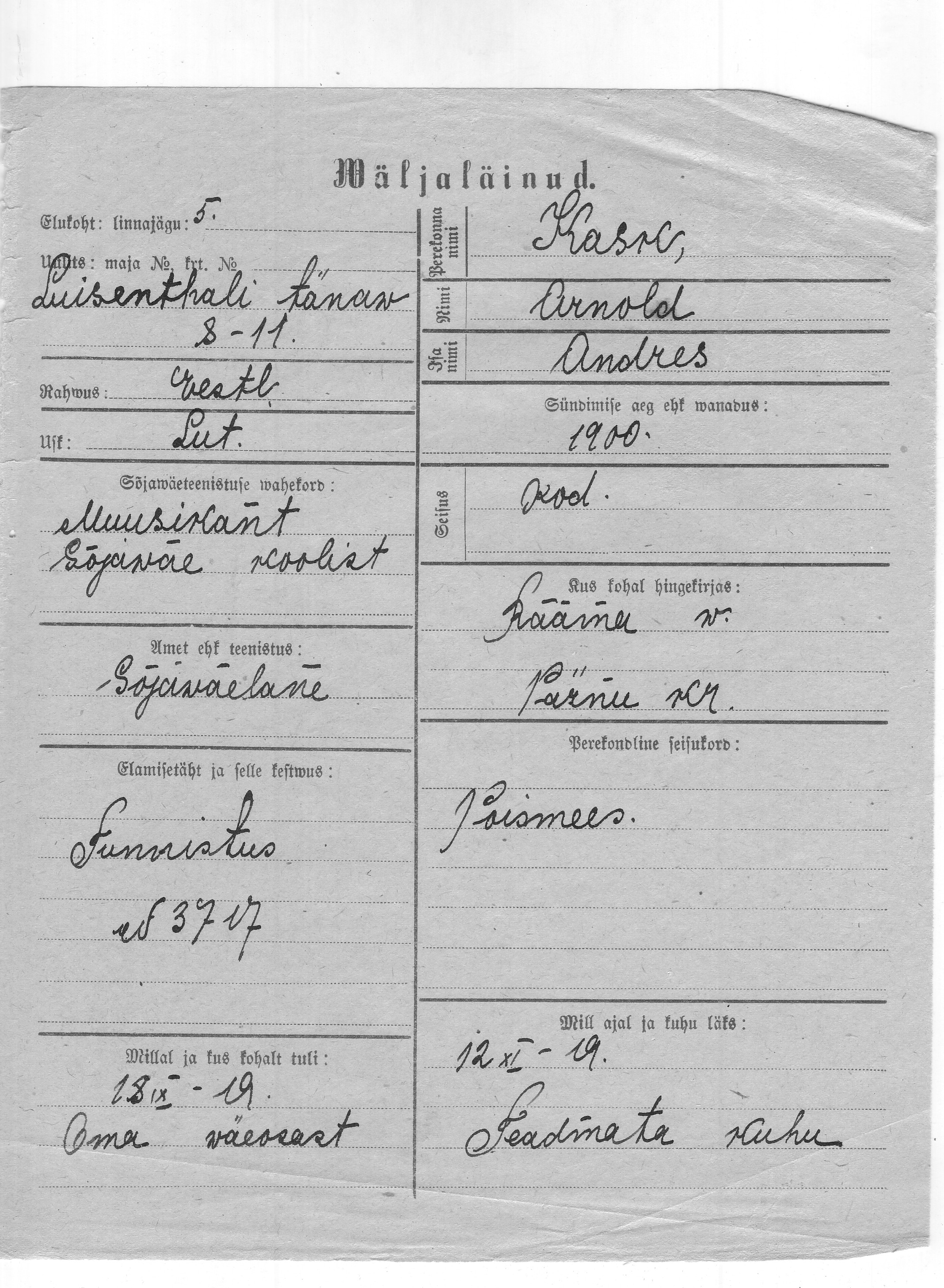 Kask, Arnold, Andres