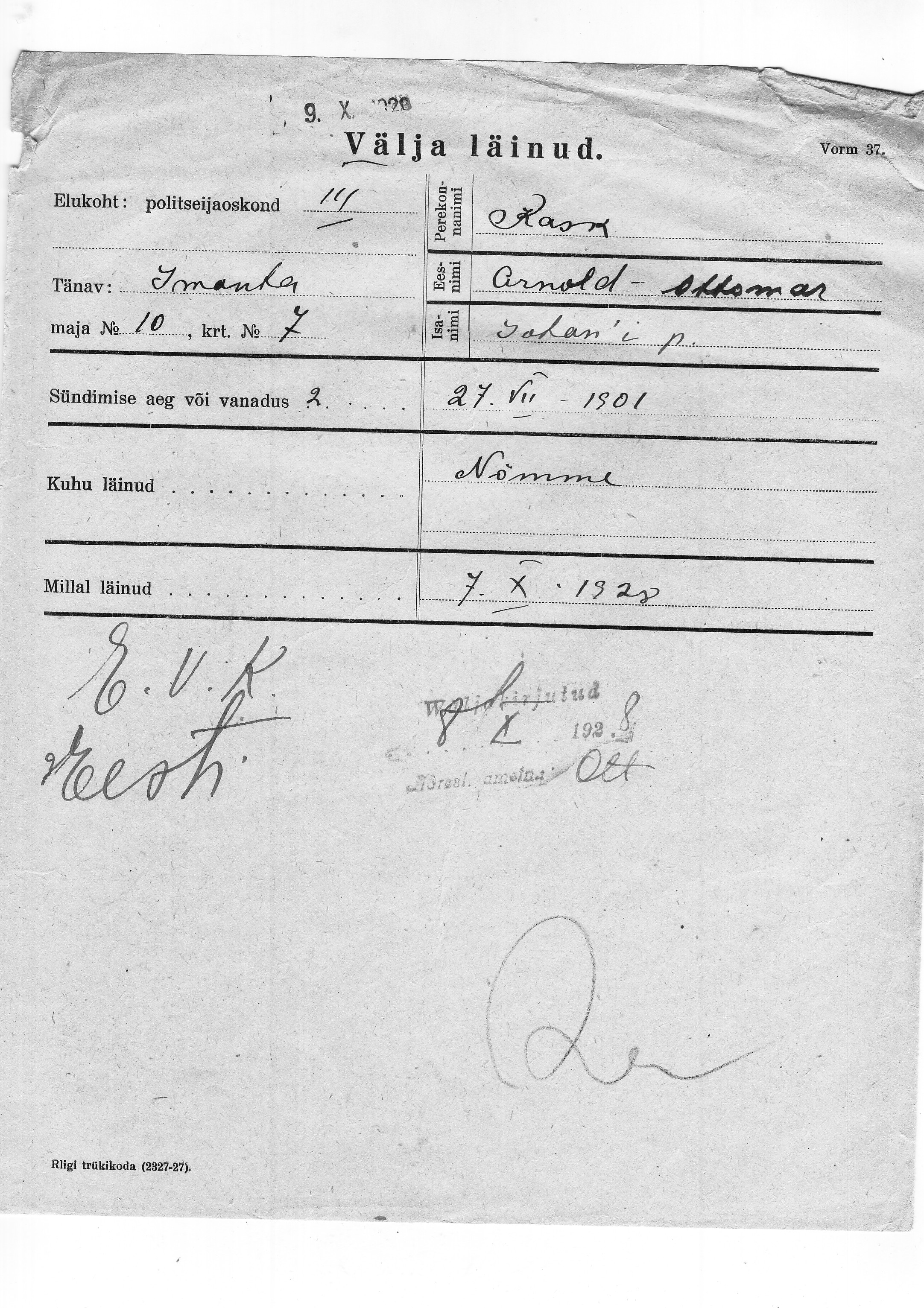 Kask, Arnold, Ottomar