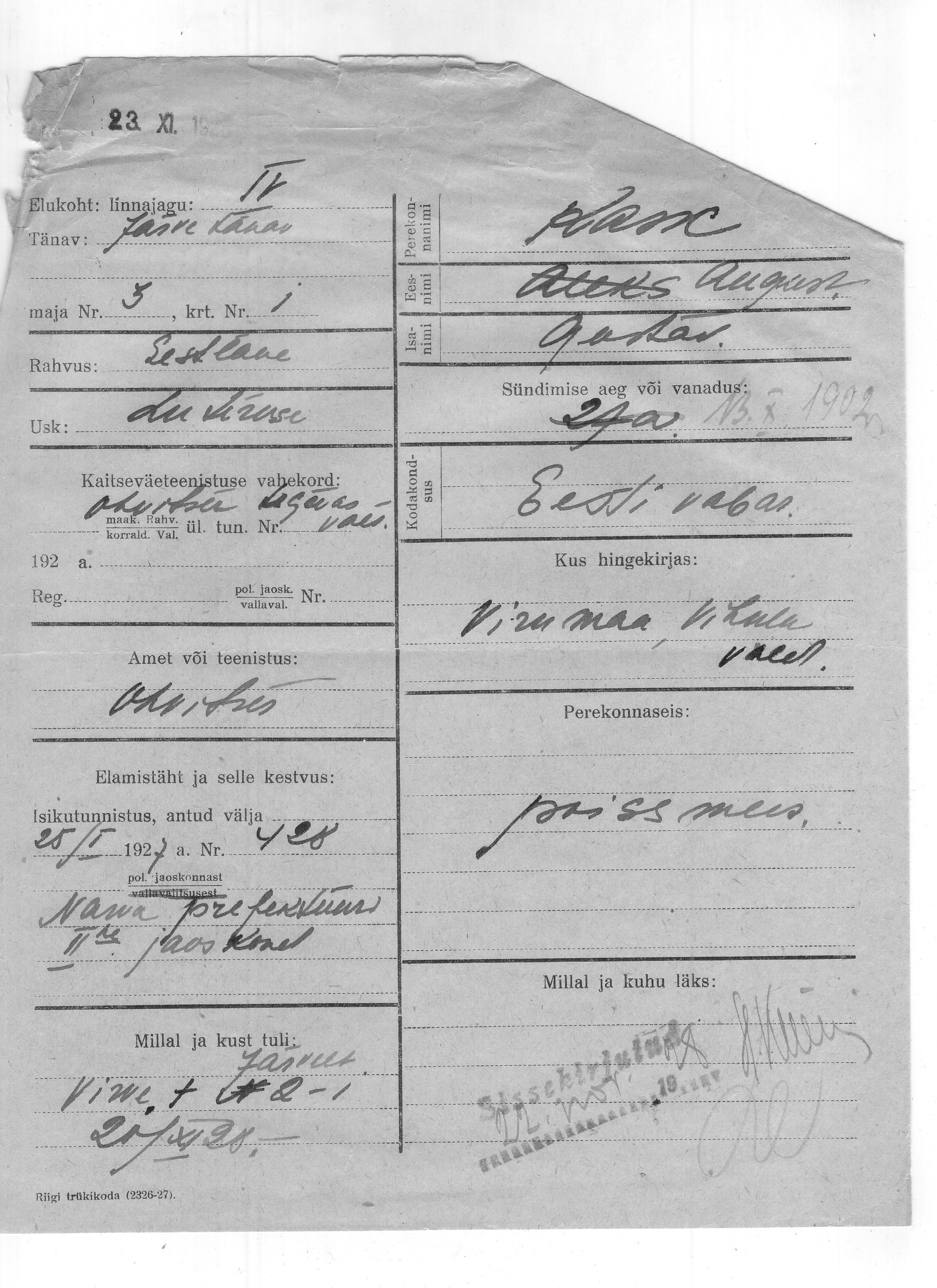 Kask, August, Gustav