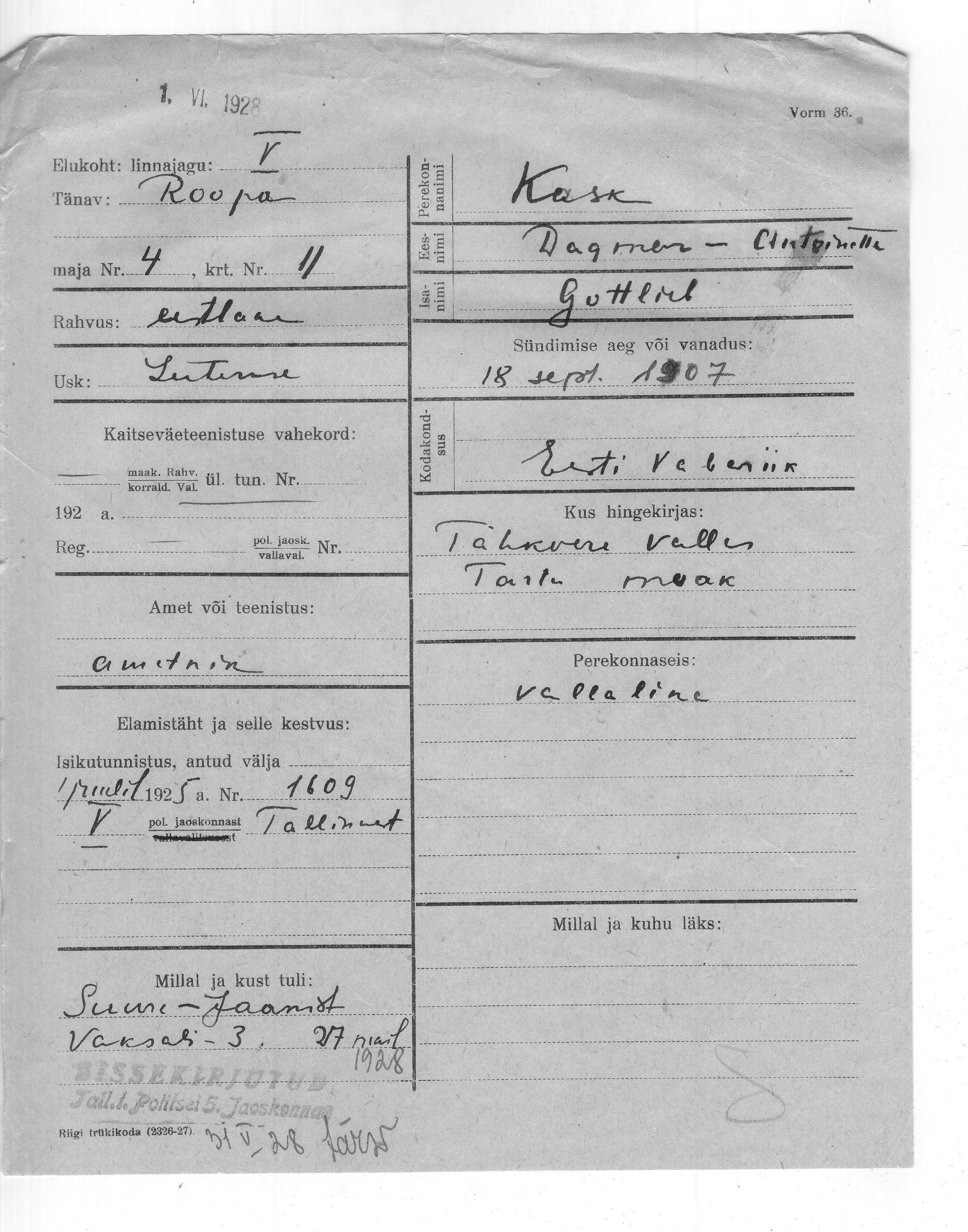 Kask, Dagmar, Antonetta