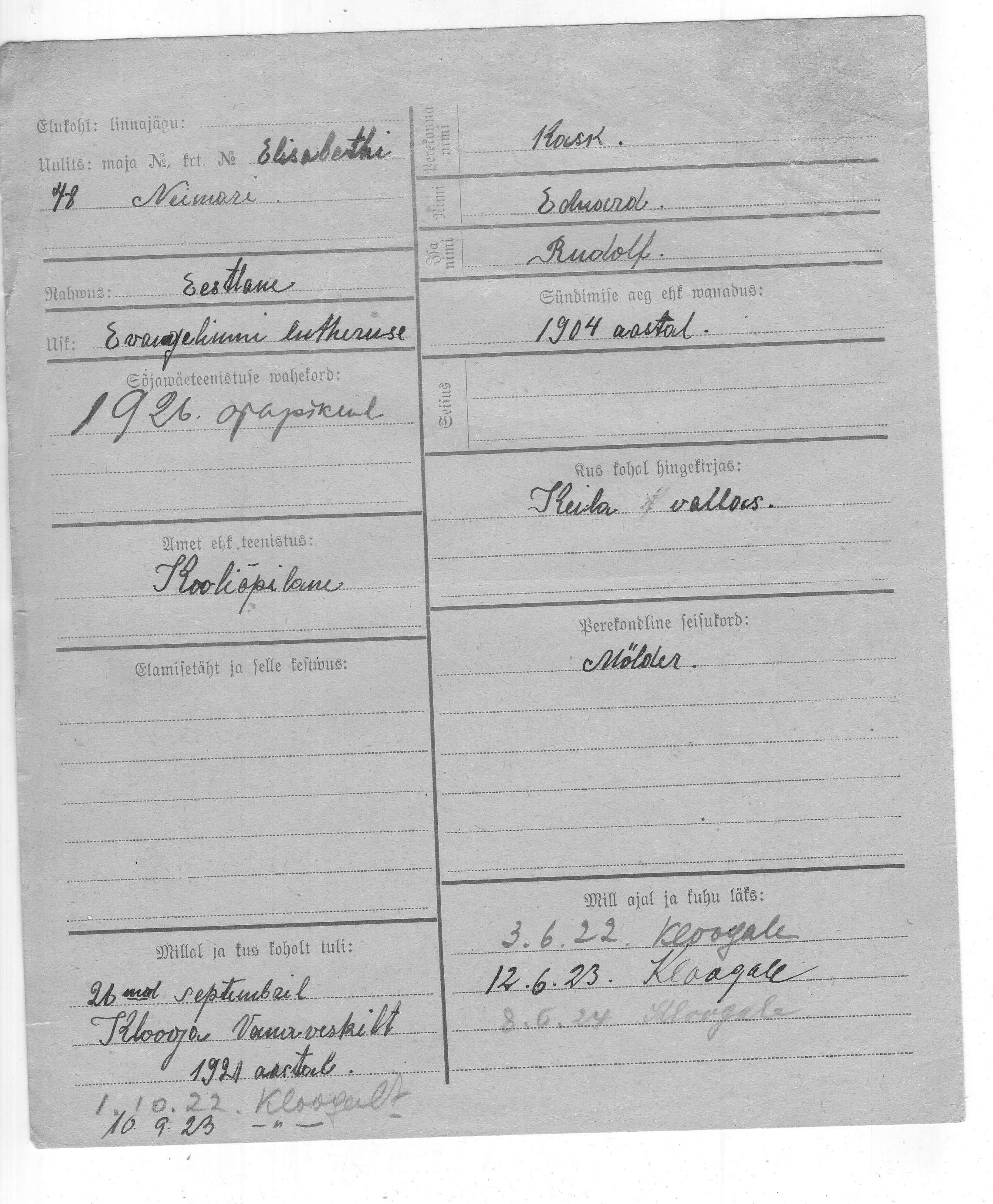 Kask, Eduard, Rudolf