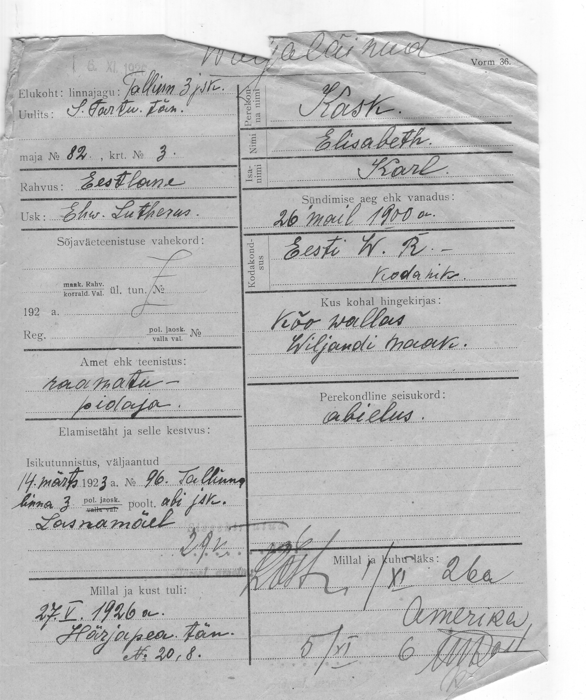 Kask, Elisabeth, Karl