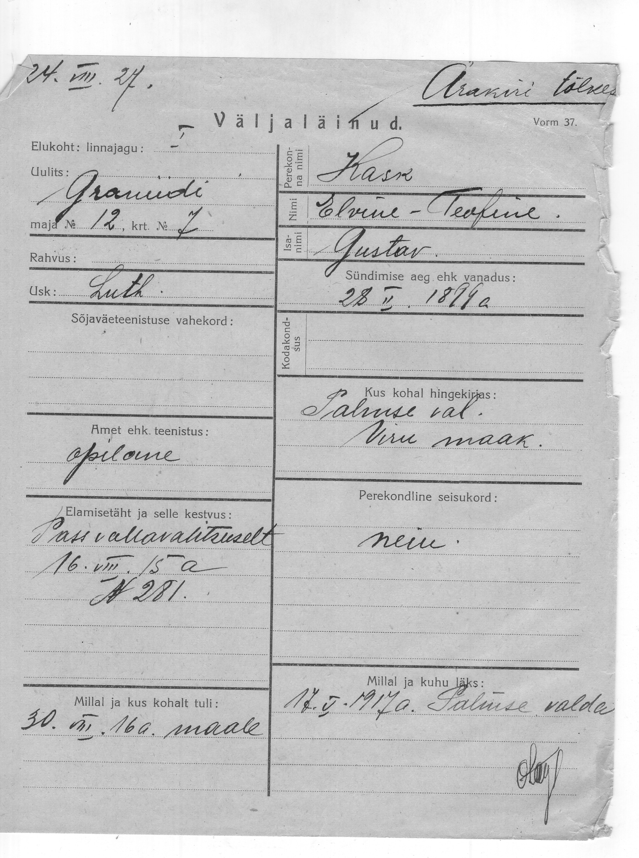 Kask, Elvine, Teofine