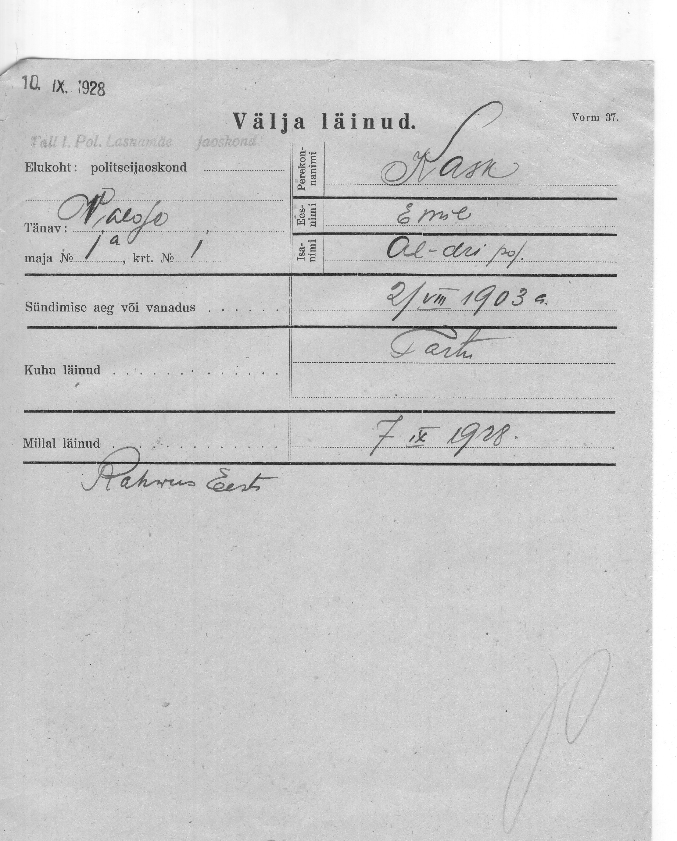 Kask, Emil, Aleksander