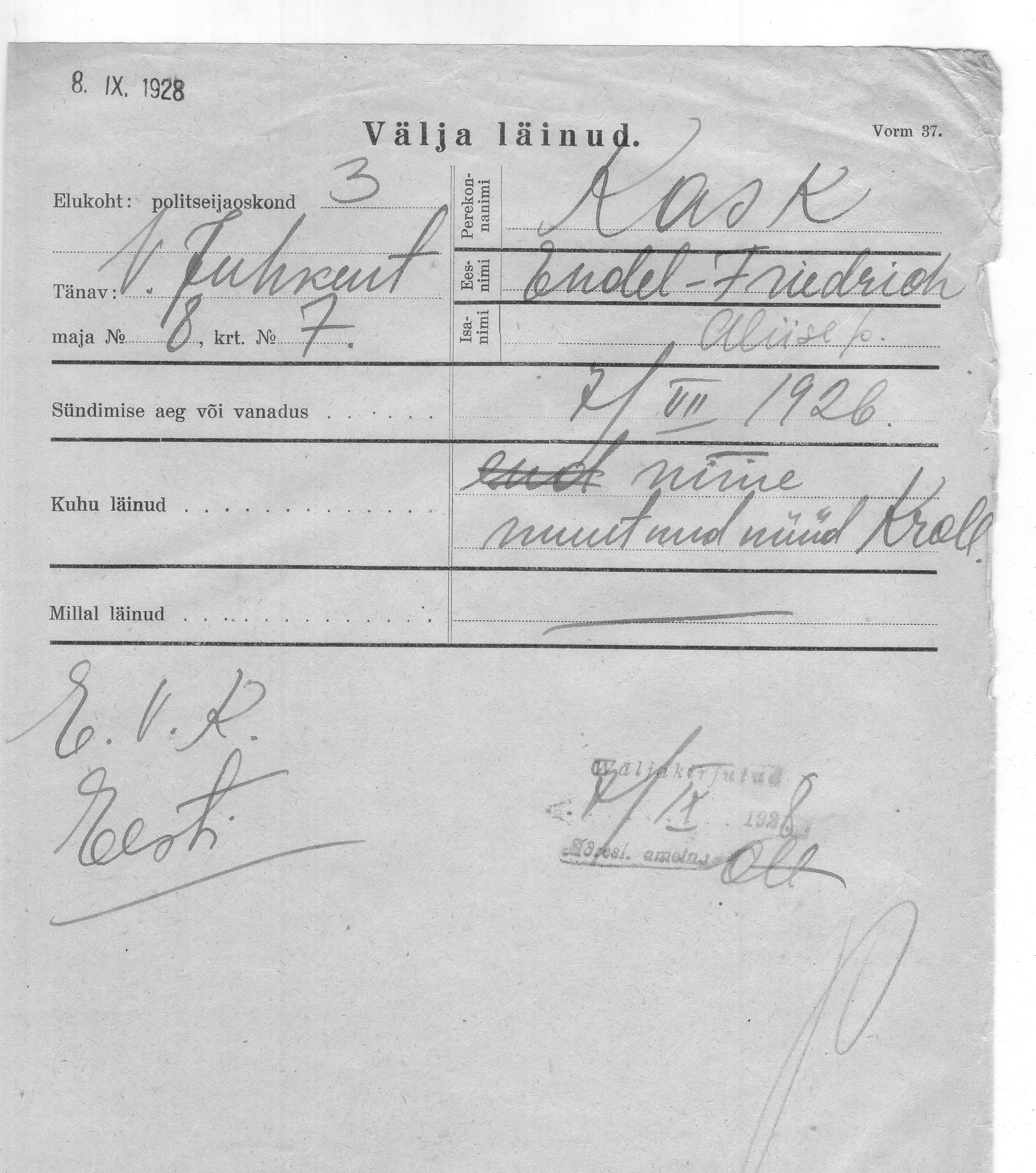 Kask, Endel, Friedrich