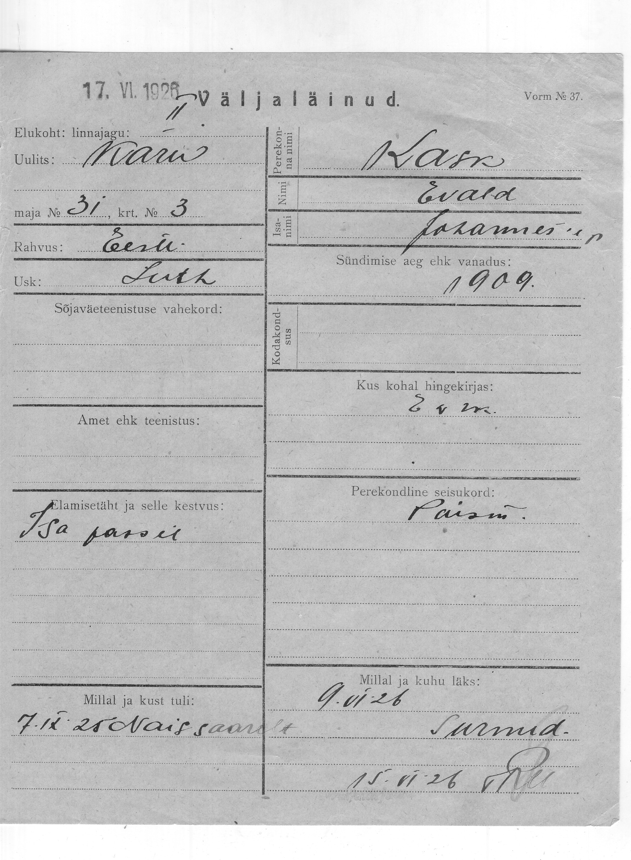 Kask, Evald, Johannes