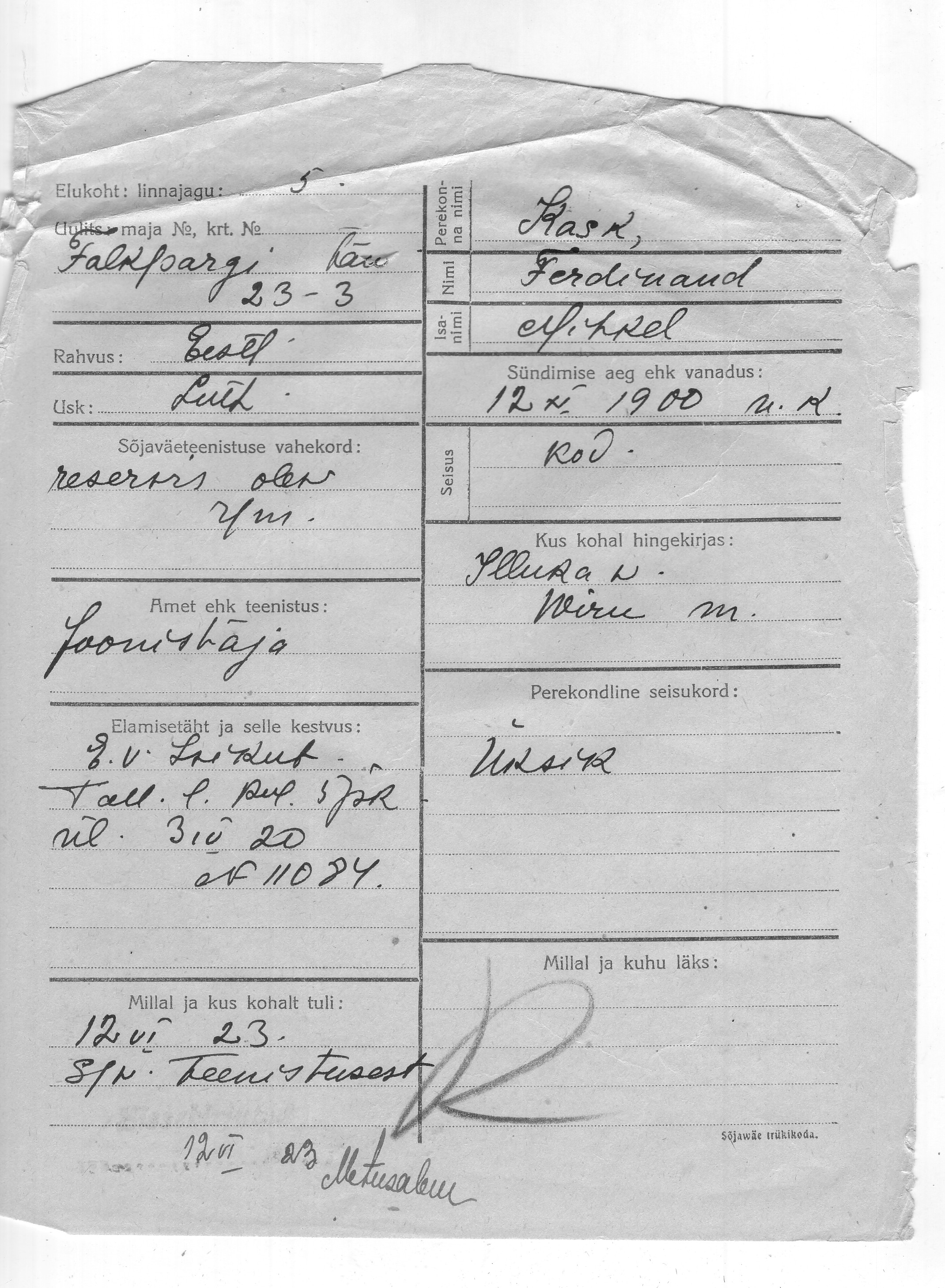 Kask, Ferdinand, Mihkel