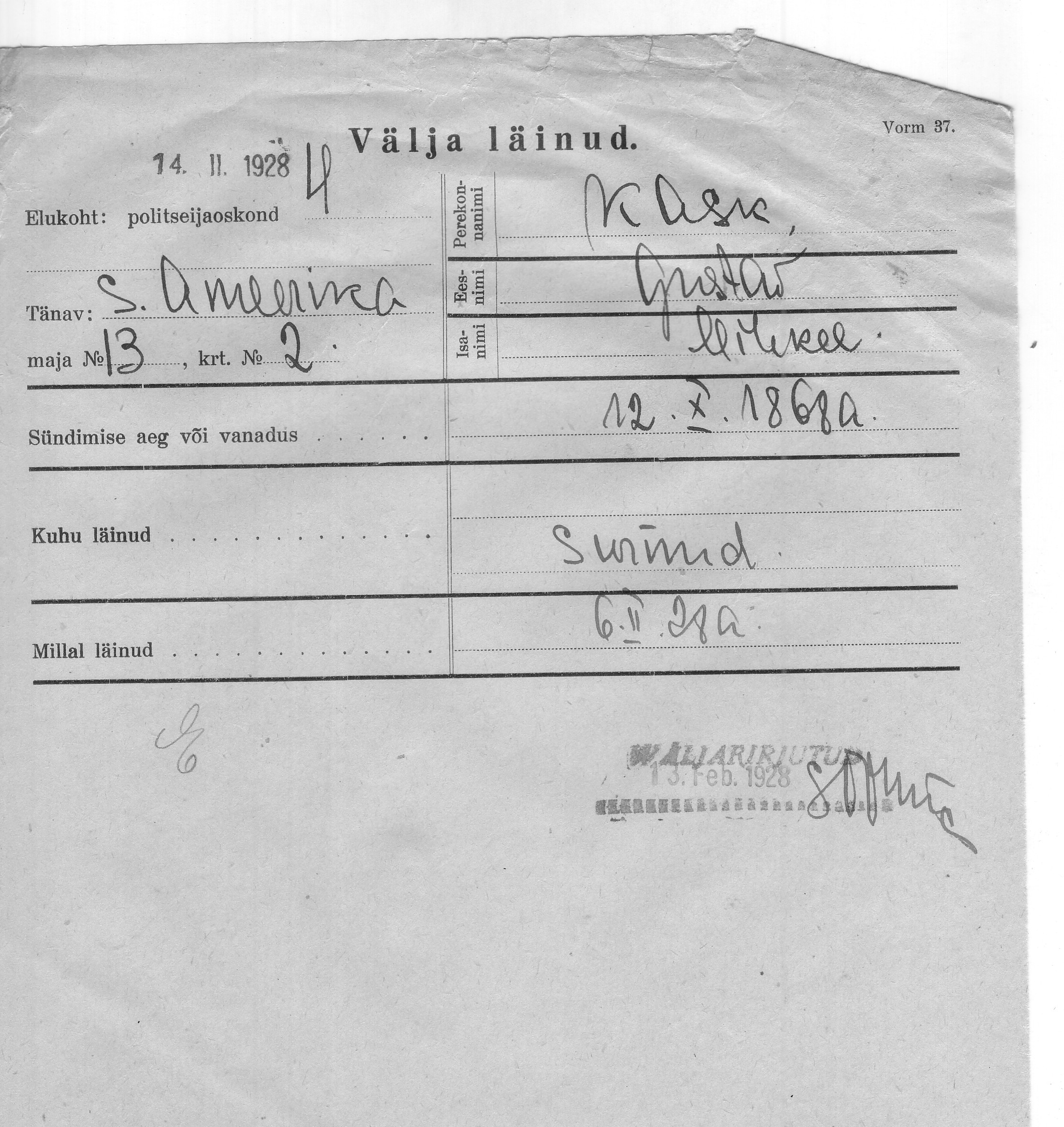 Kask, Gustav, Mihkel