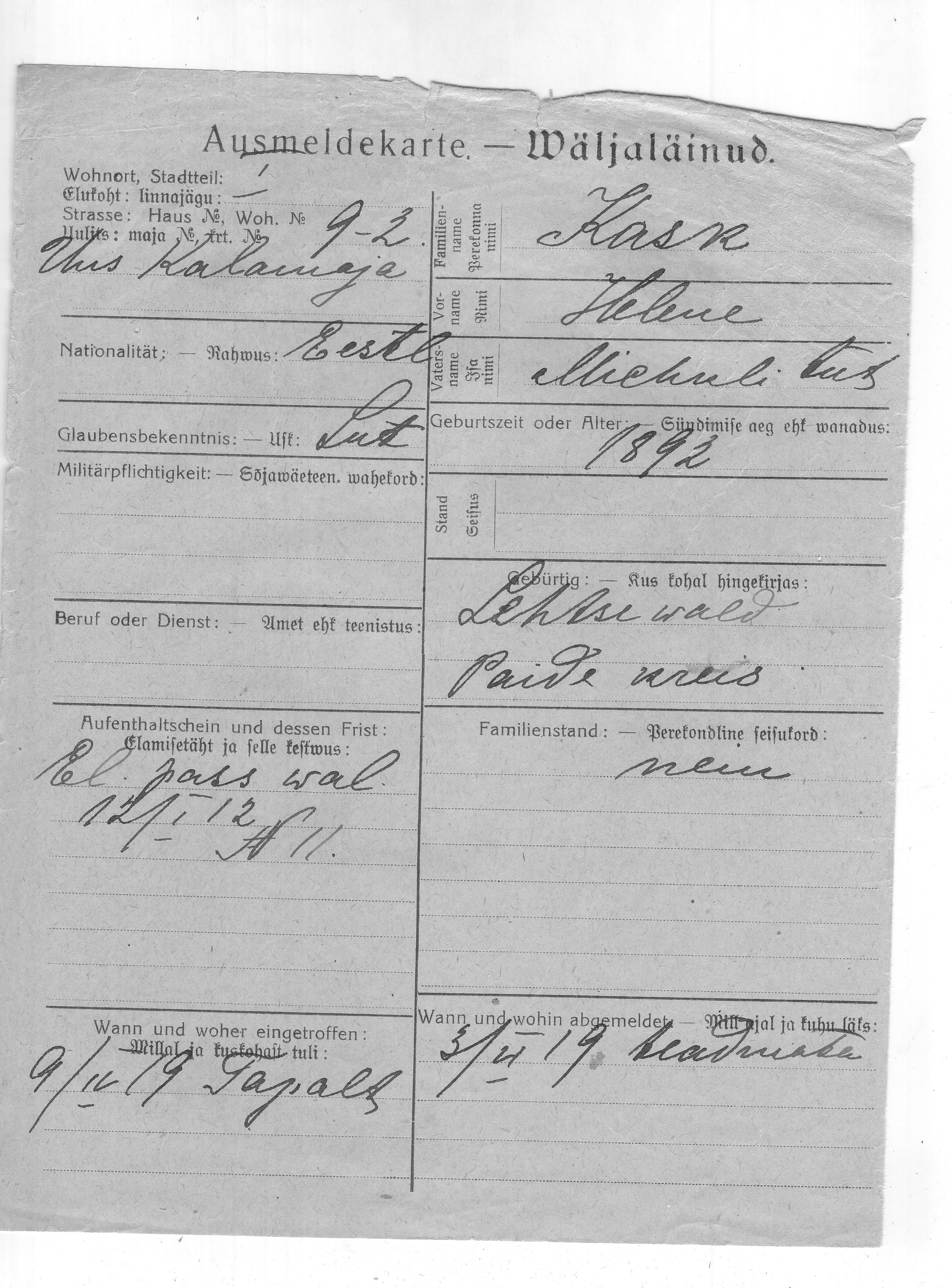 Kask, Helene, Michkel