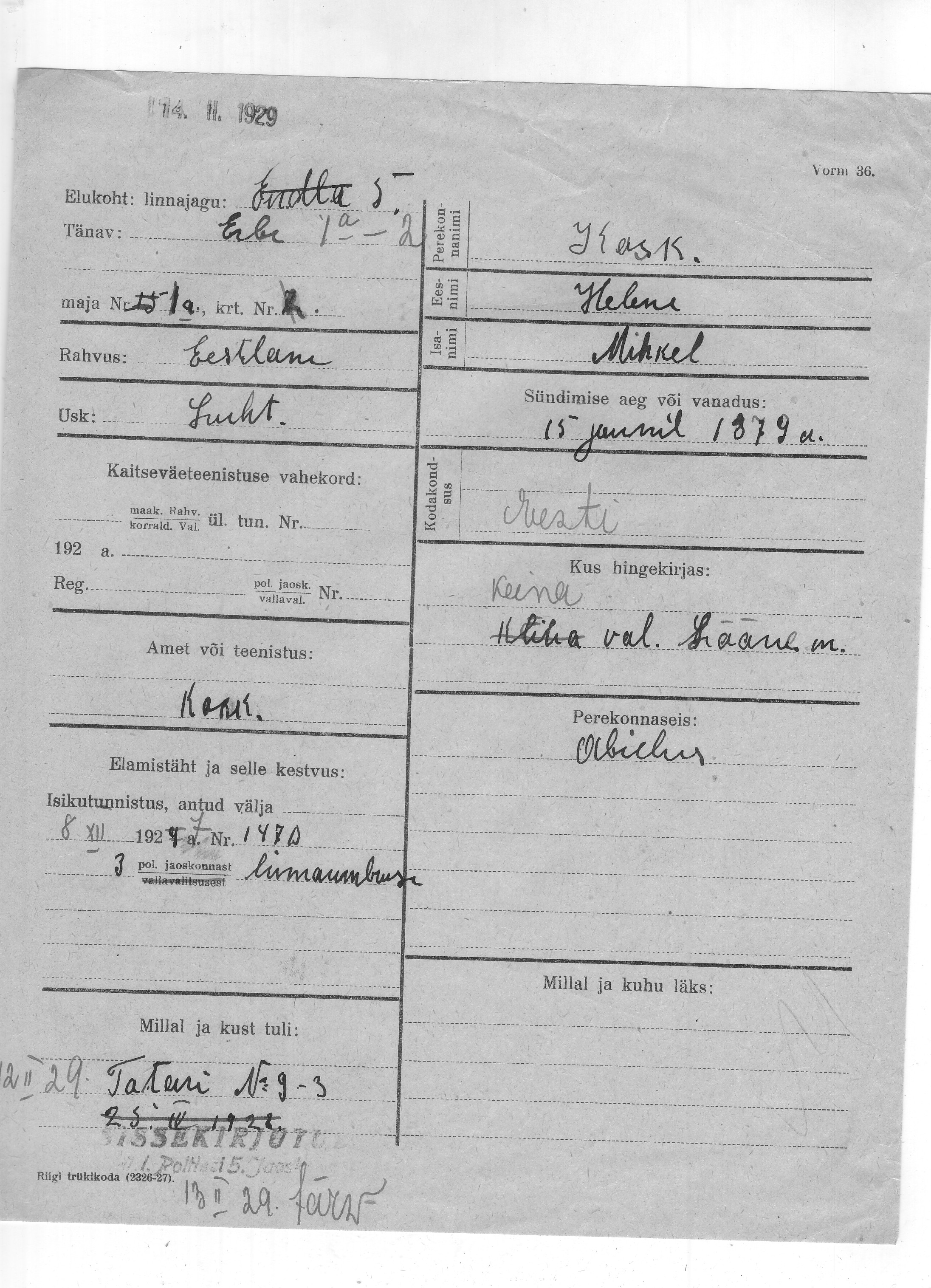 Kask, Helene, Mihkel