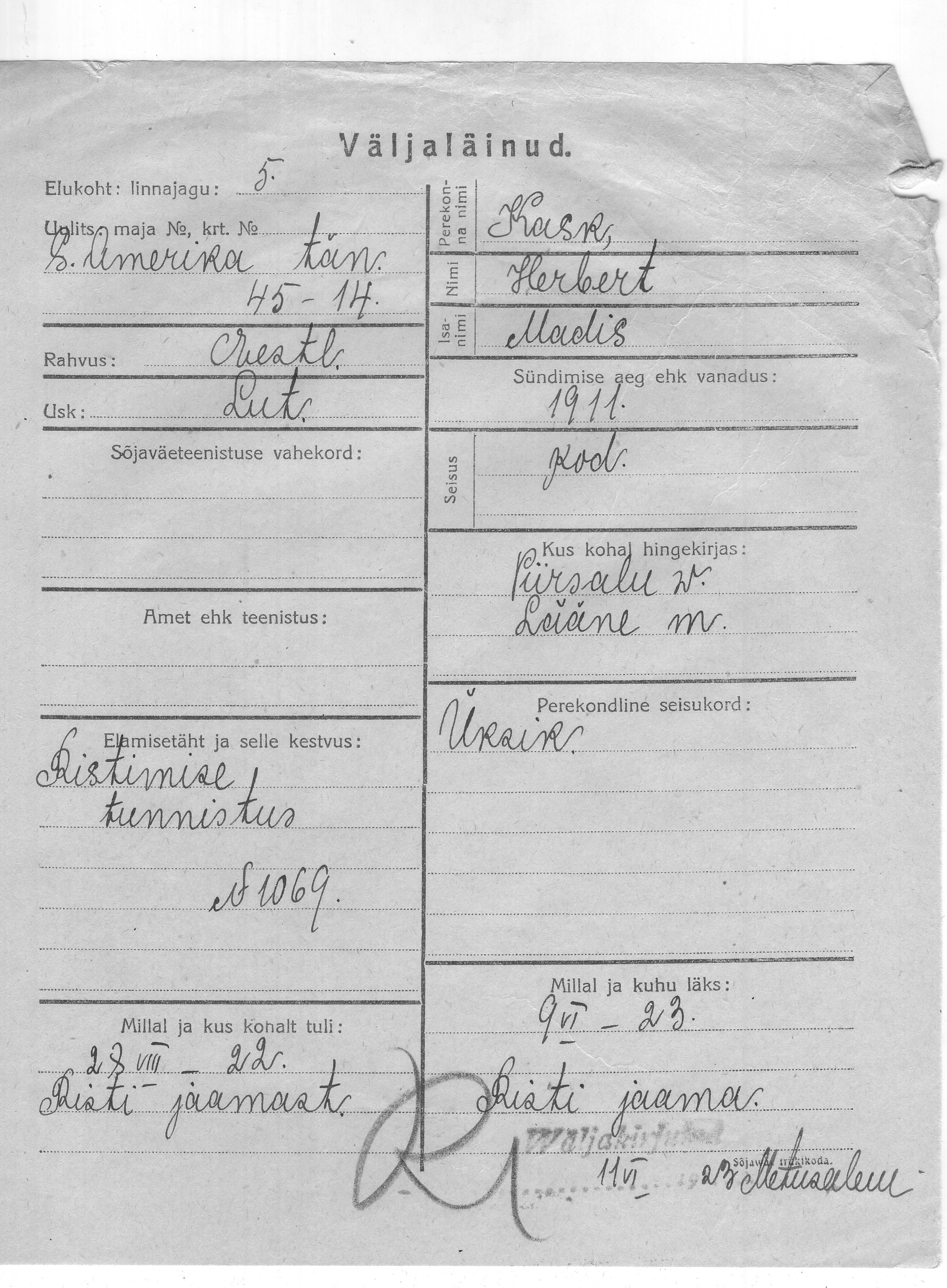 Kask, Herbert, Madis