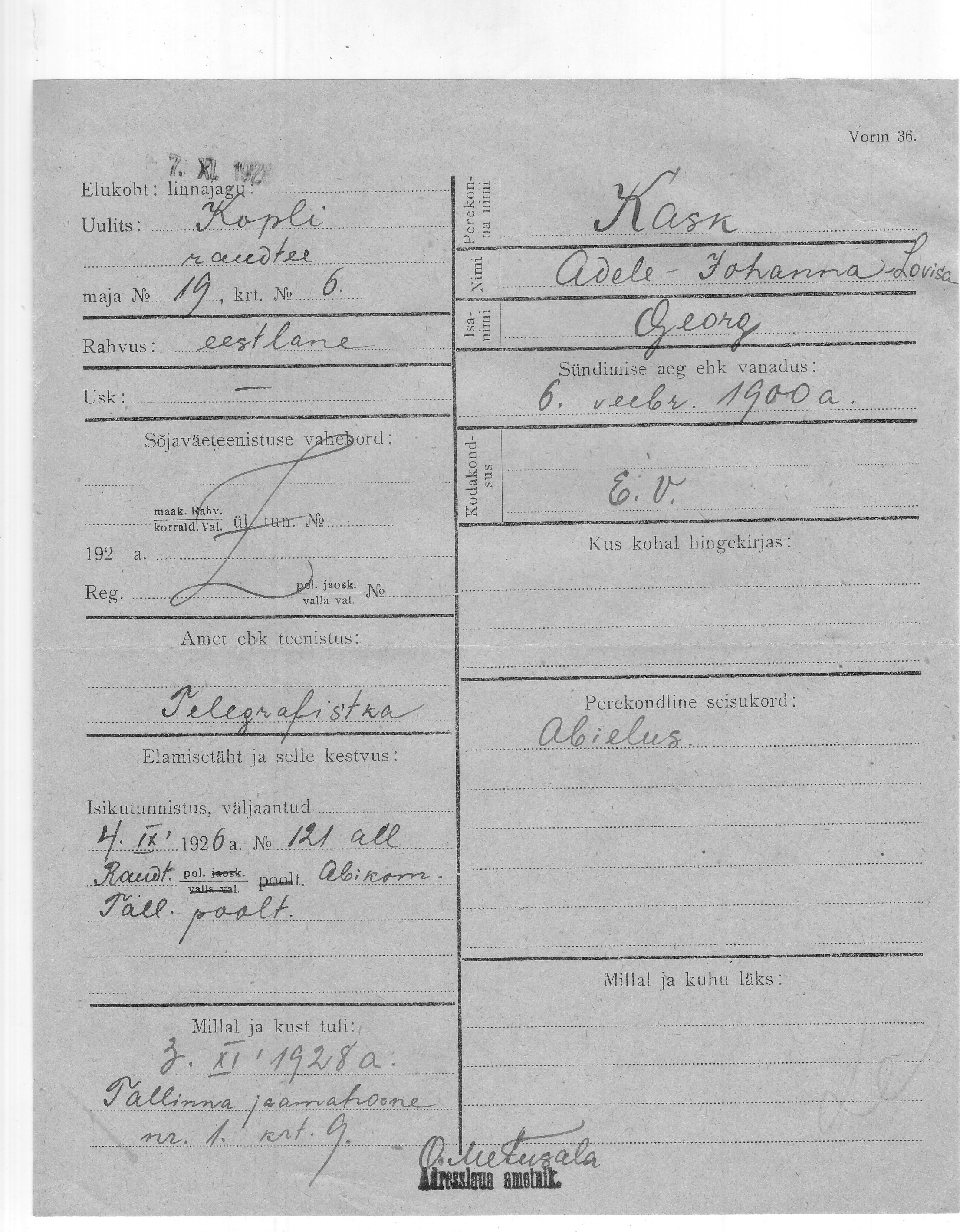 Kask, Johanna, Adele