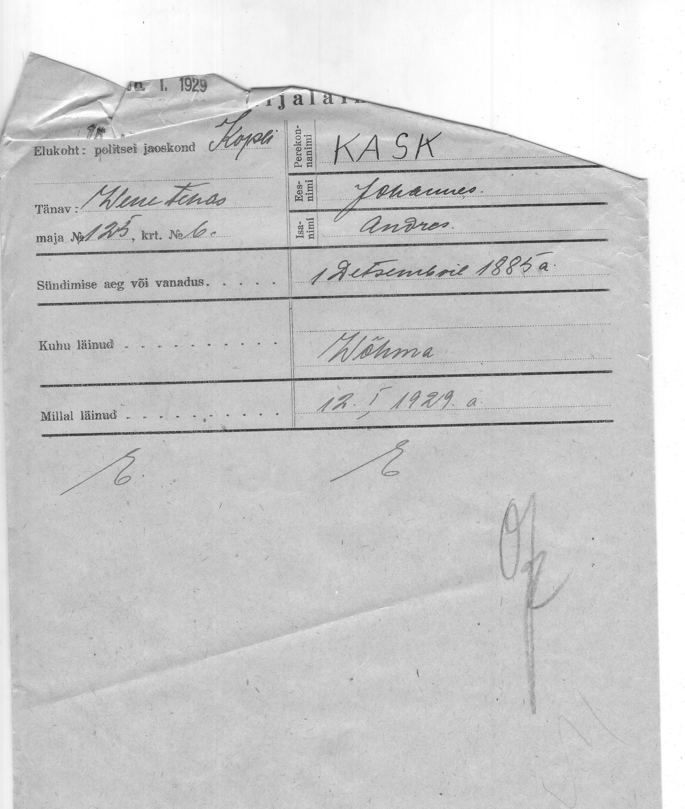 Kask, Johannes, Andres