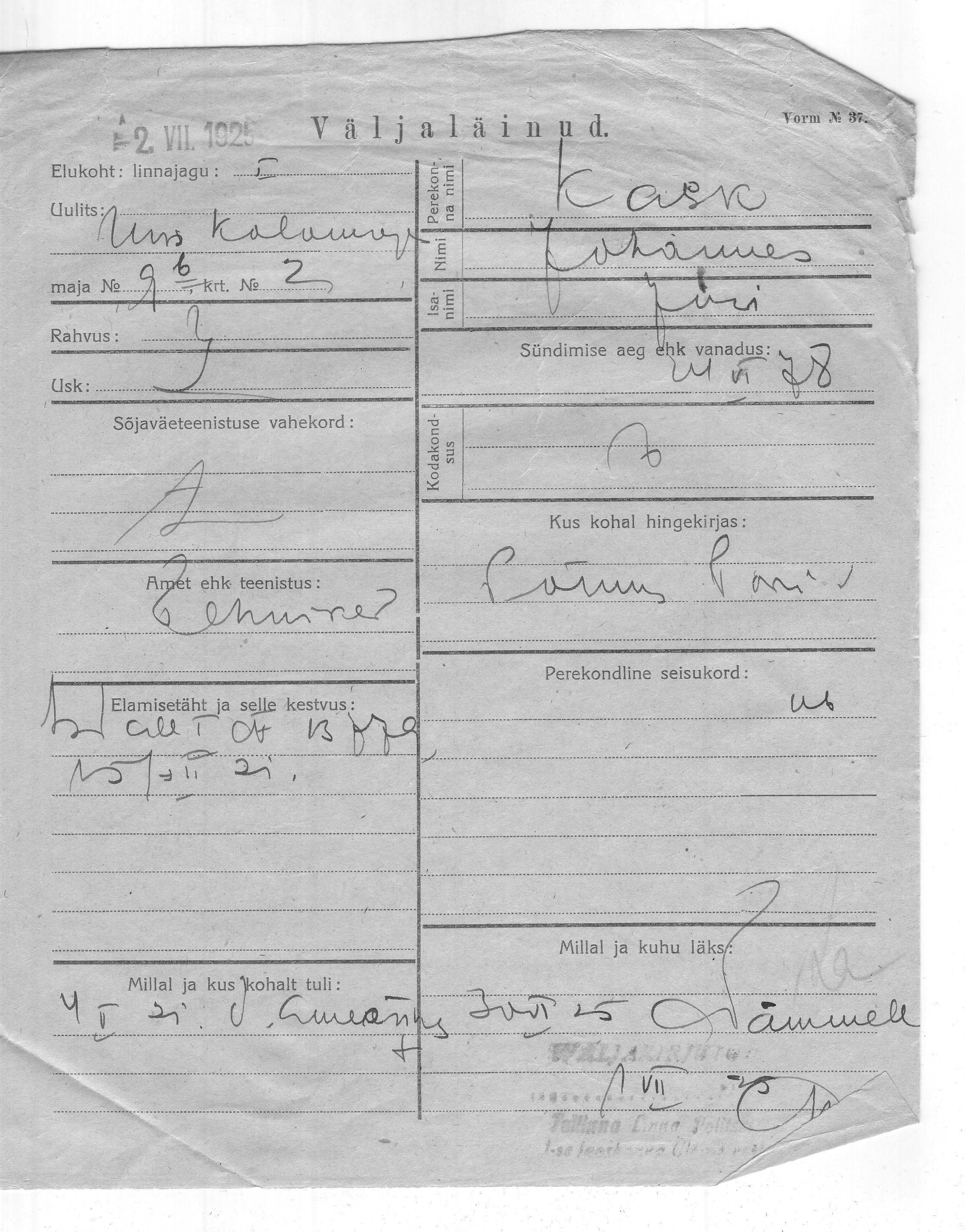 Kask, Johannes, Jüri